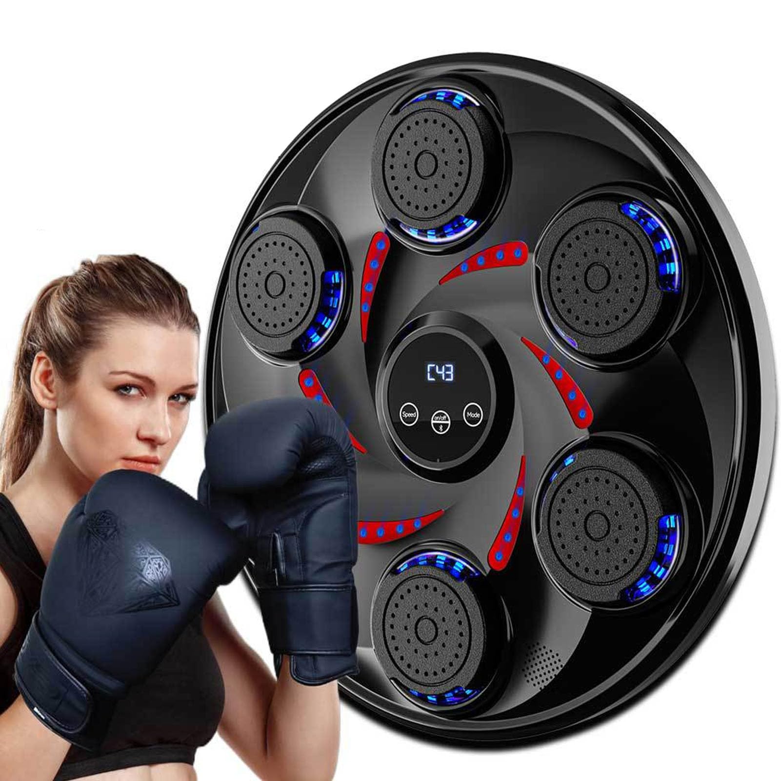 Yoidesu Smart Bluetooth Music Boxing Trainer with LED Electronic Target - Wall Mounted Punching Equipment for Home Gym, Includes Boxing Gloves - Perfect for Fitness Training, Stress Relief & Cardio Workouts