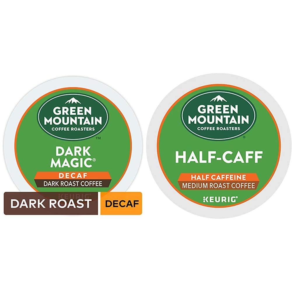 Green Mountain Coffee Dark Magic Decaf & Half Caff K-Cup Pods for Keurig - Rich Bold Flavor for Morning Brew or Office Coffee Break