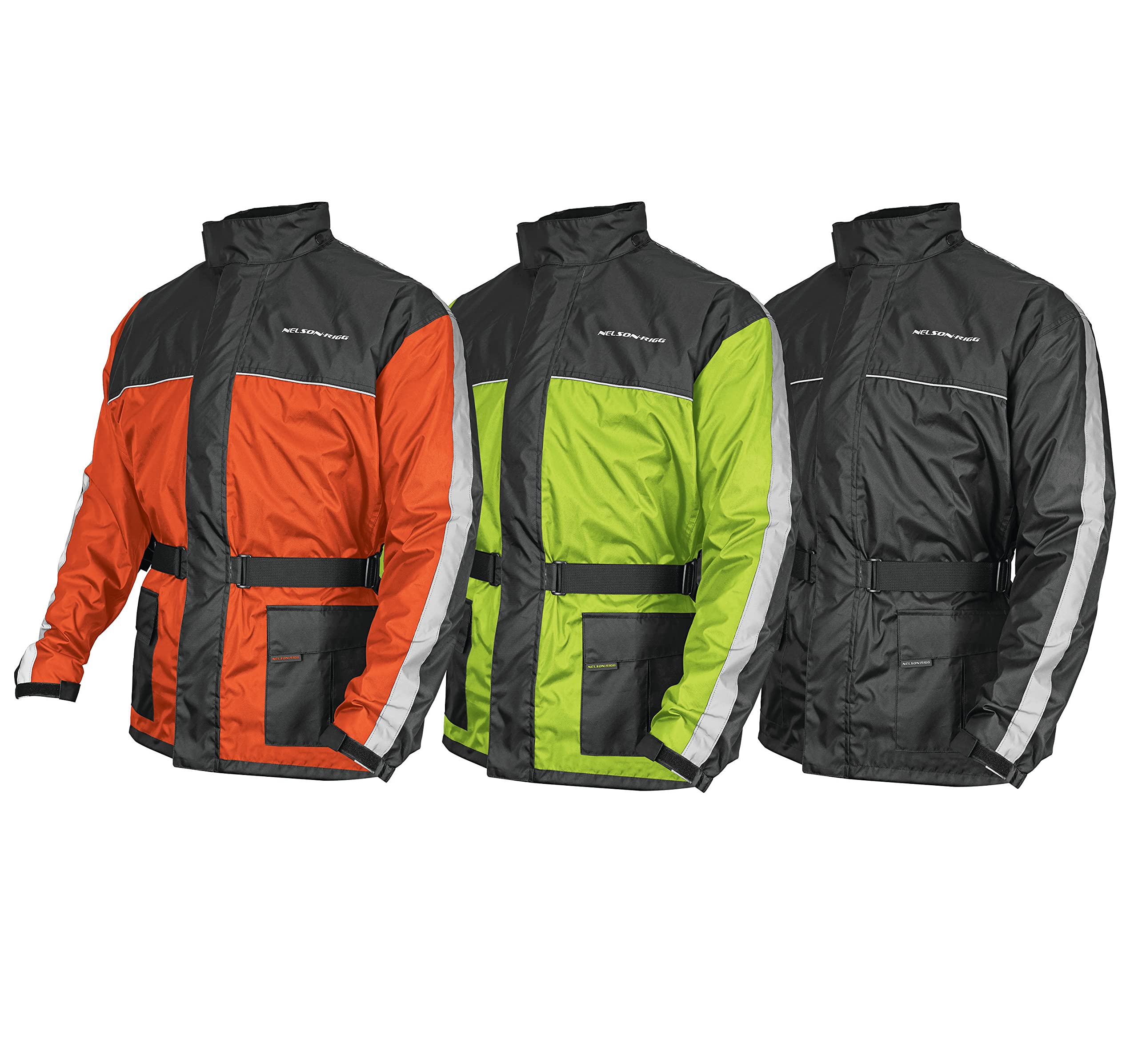 Nelson Rigg Solo Storm Rain Jacket - Waterproof Motorcycle Jacket for Men, Breathable & Packable Riding Gear (Orange/Black, Large) - Ideal for Commuting, Touring & Outdoor Adventures