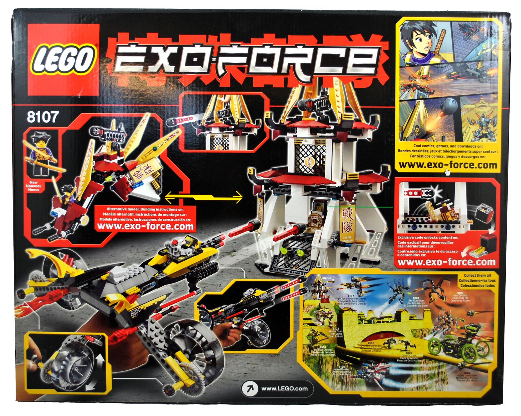 LEGO Exo-Force 8107 Golden Tower Battle Set with Sonic Raven & Missile Launcher - 2007 Limited Edition Collectible Building Kit with Movable Wings, Lowering Gate Mechanism - Perfect for Action Play, Display & LEGO Enthusiasts