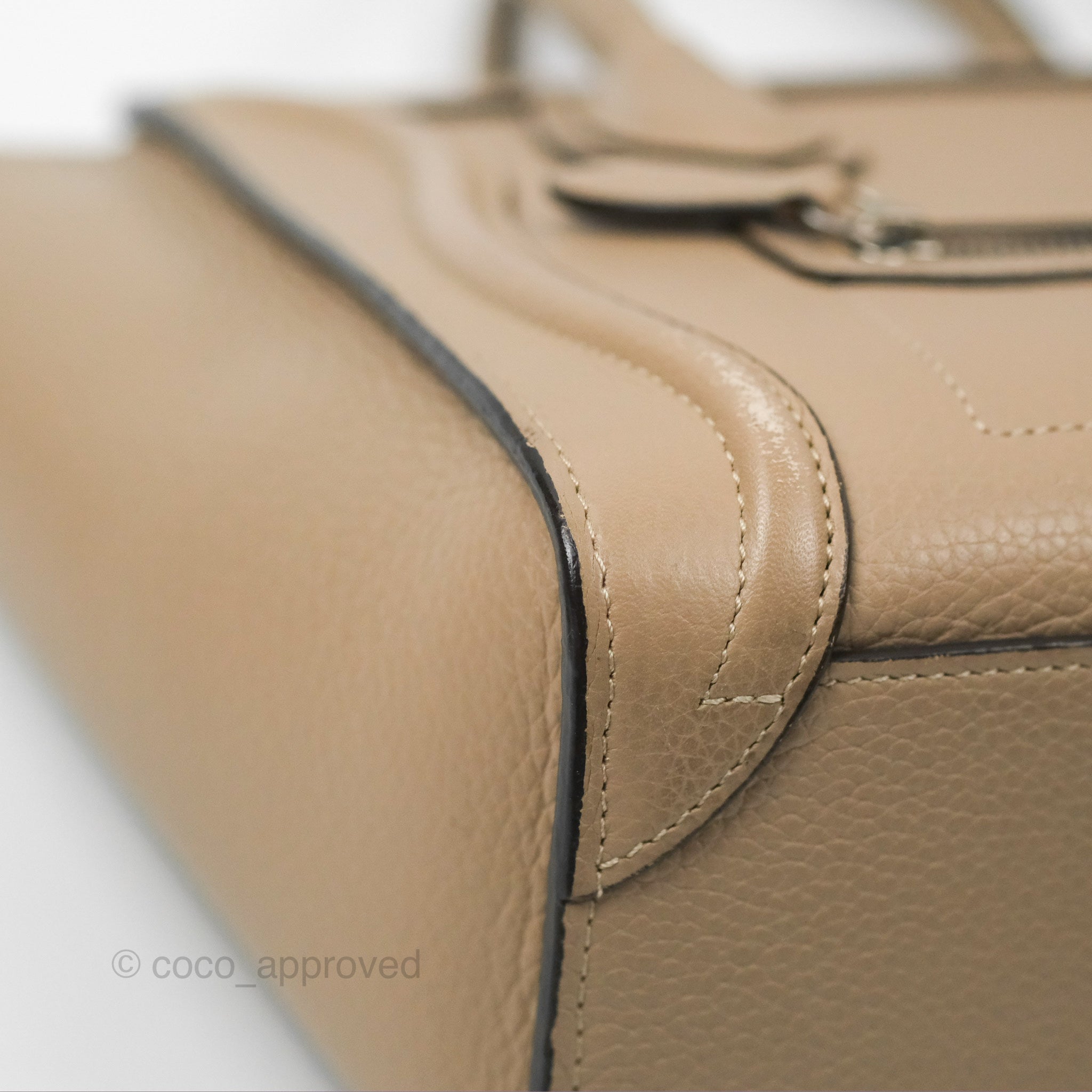 Celine Nano Luggage Bag in Dune Drummed Calfskin Leather - Stylish Crossbody Purse for Women, Perfect for Work, Travel & Everyday Use