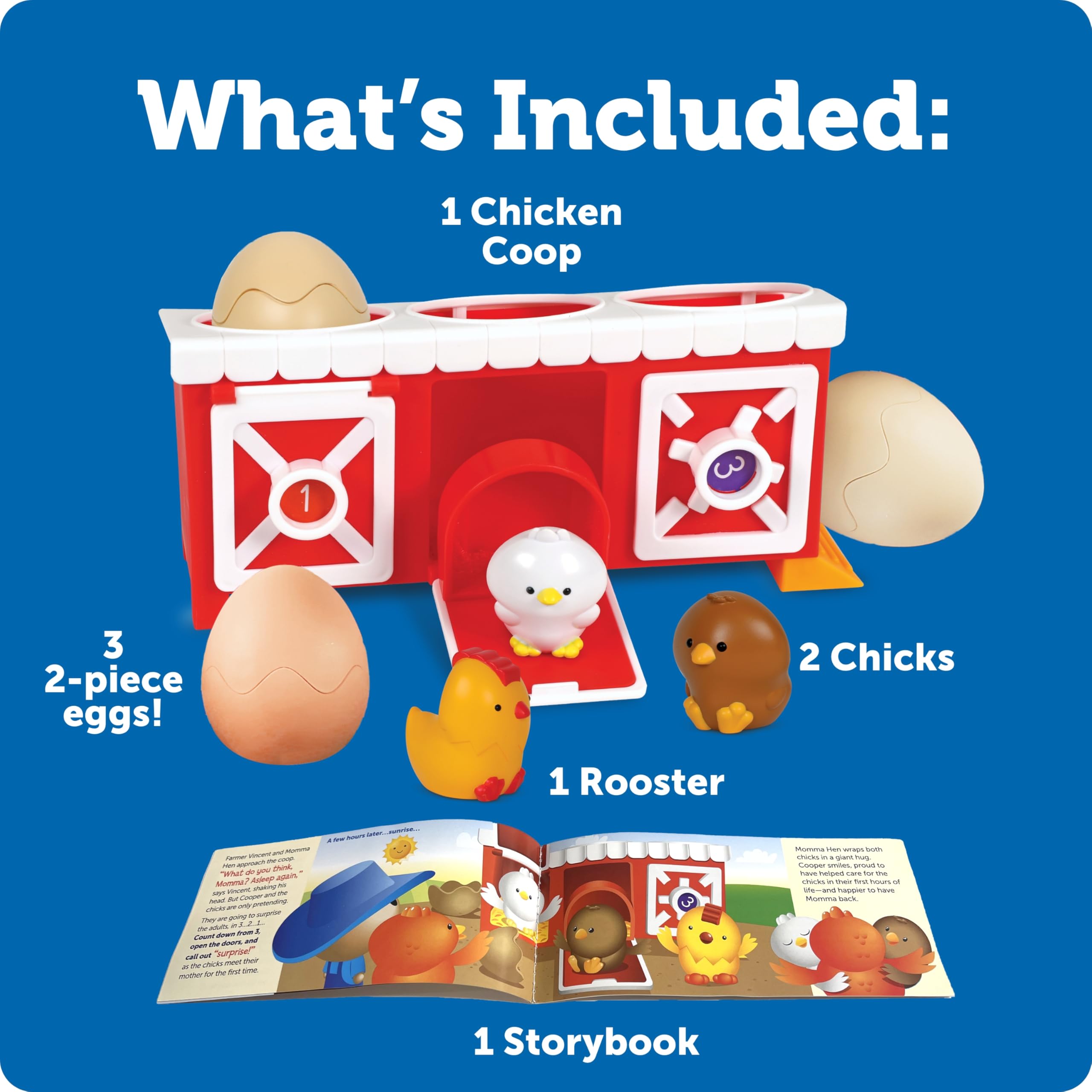Learning Resources Peeksville Hide & Cheep Chicken Coop - Interactive Farm Animal Playset with Barn & Sensory Toys for Toddlers | Peekaboo Learning Game, Preschool Manipulatives & Easter Gift for Kids | Perfect for Farm-Themed Playtime & Early Childhood Development