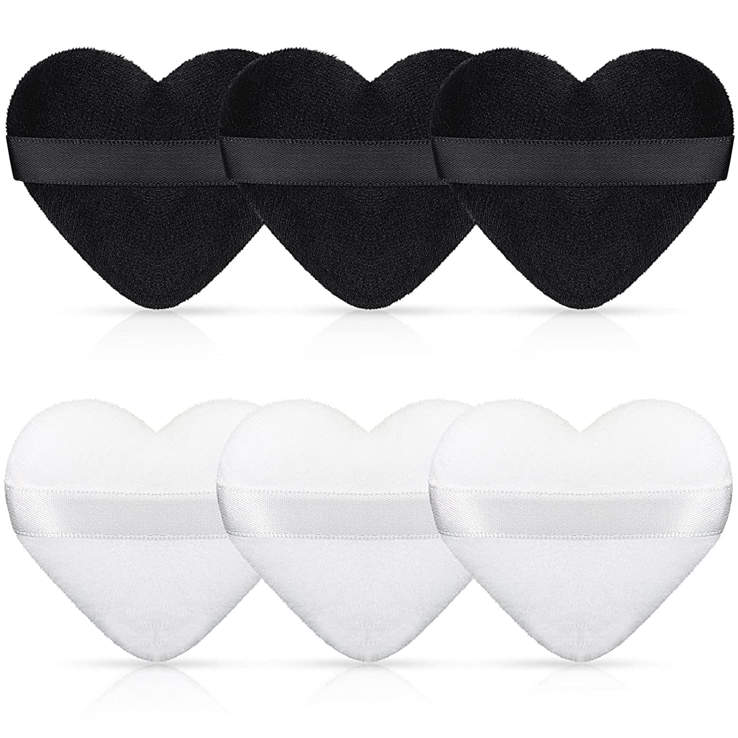 COSLUXE Makeup Blendiful Puffs - Large Velour Powder Puffs for Face, Tear Drop & Heart Shape, Soft Cotton Beauty Sponge Blender (2-Pack, Mini Heart) - Perfect for Liquid Foundation, Setting Powder & Blush Application