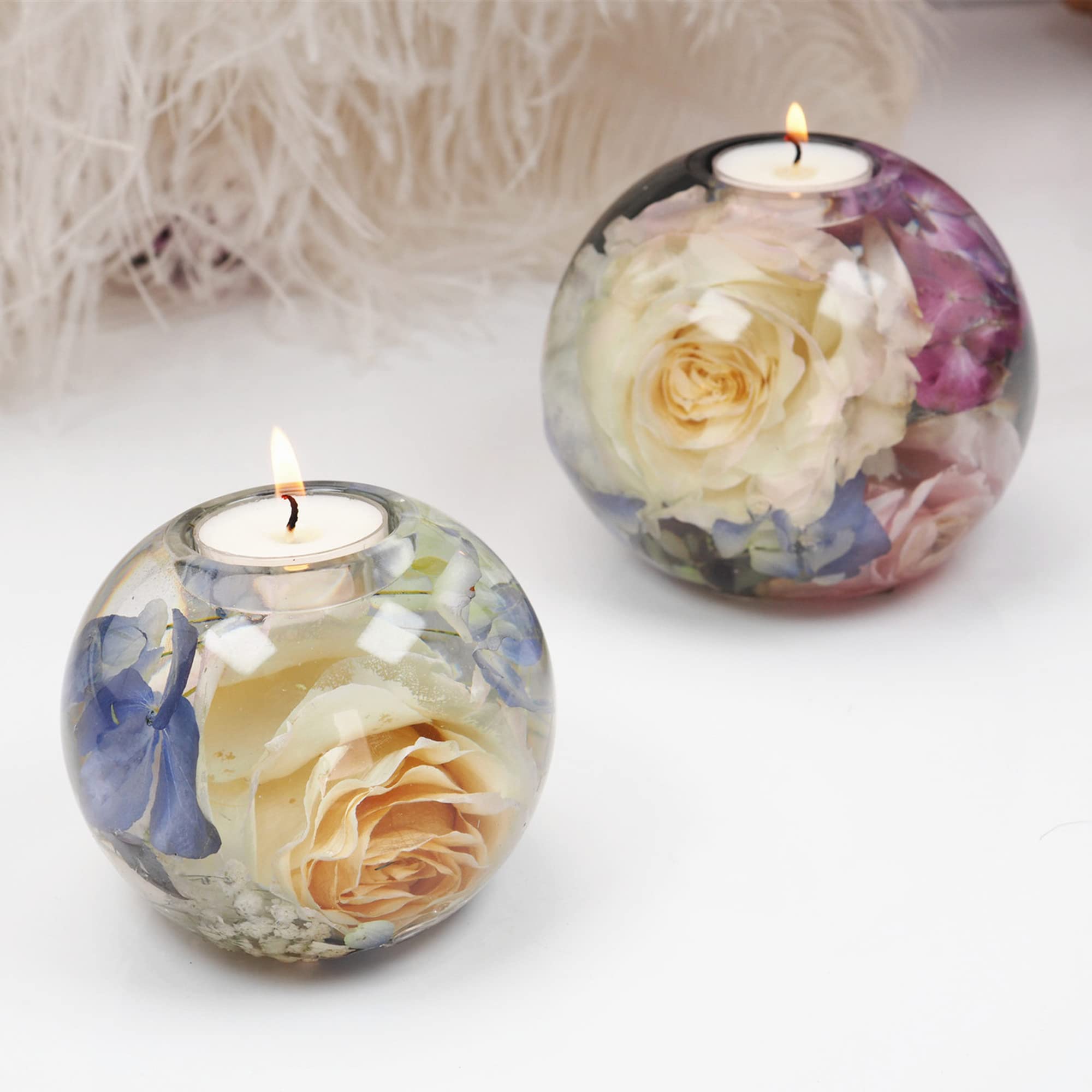 Round Silicone Molds for Resin Casting - DIY Tealight Candle Holder Molds, Epoxy Resin Candlestick Molds for Jewelry Box, Trinket Container & Candy Box - Perfect for Home Table Decorations & Craft Projects (Round Shape)