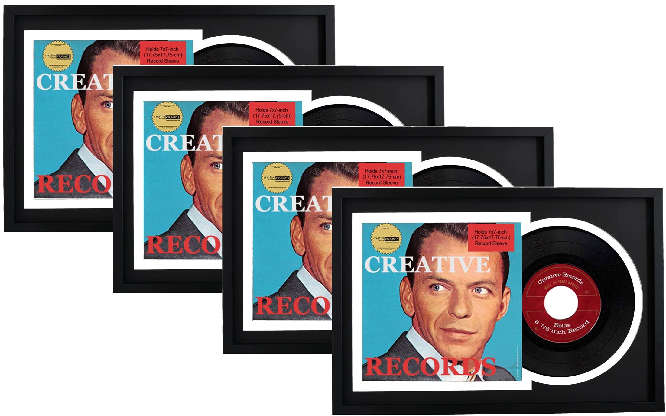 7-Inch Vinyl Record Frame with Double Black-White Matting - Displays 6 7/8
