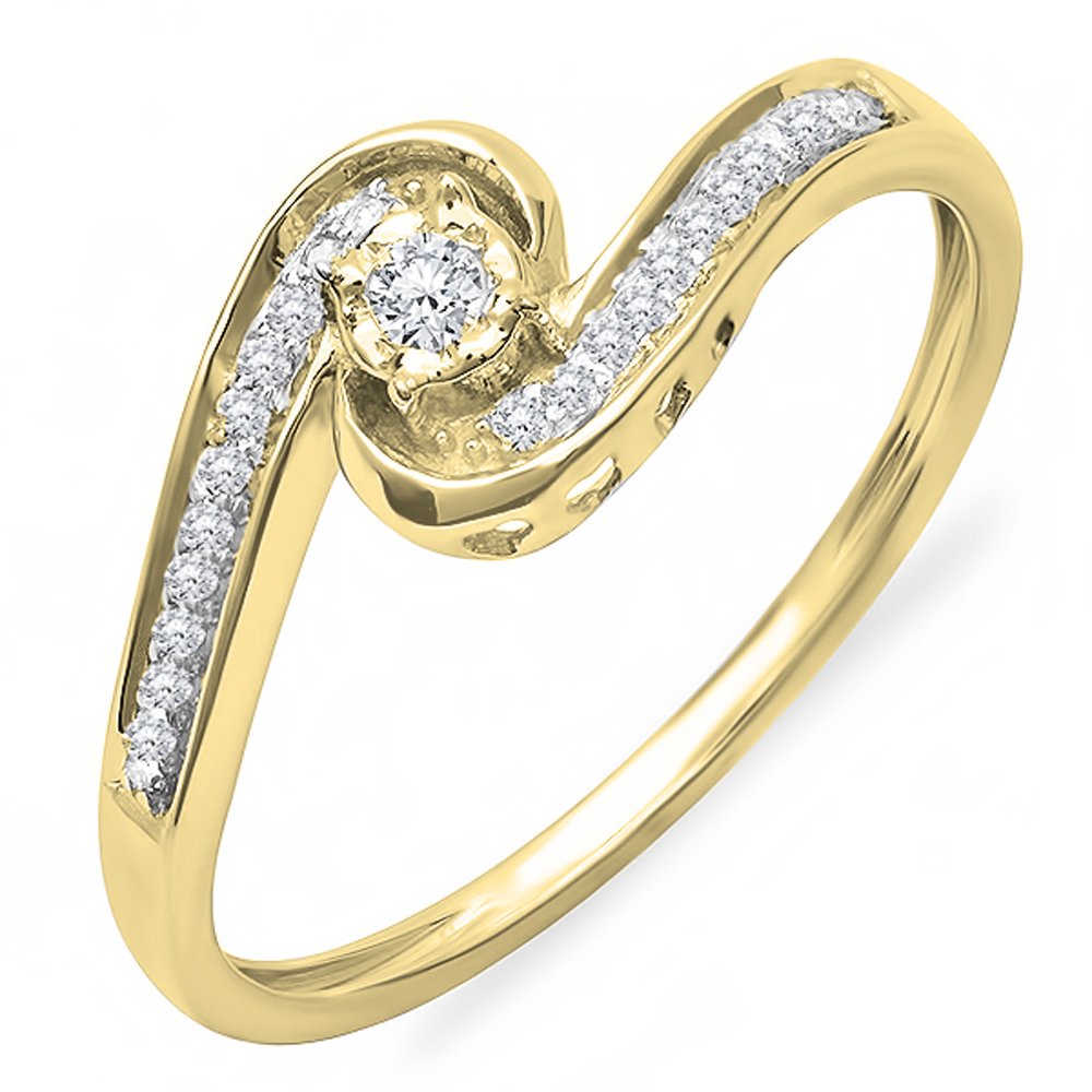 0.15 Carat 10K Solid Gold Round Diamond Swirl Promise Engagement Ring for Women - Dazzlingrock Collection | Perfect for Proposals, Anniversaries & Romantic Occasions
