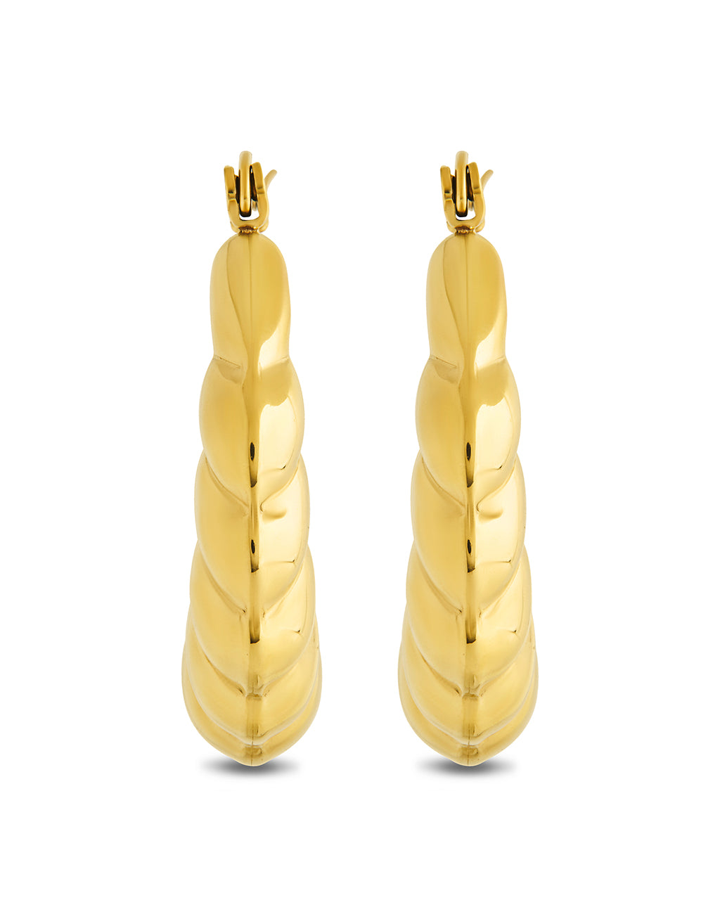Piper Twisted Polished Hoop Earrings for Women - 14K Gold Plated Stainless Steel Dangle Earrings - Perfect for Parties, Weddings & Everyday Wear