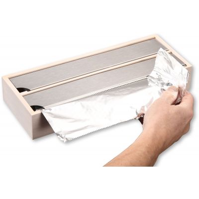 Premium White Bamboo Foil Dispenser - Elegant Kitchen Organizer for Aluminum Foil, Parchment & Plastic Wrap - Perfect for Home, Office & Restaurant Use