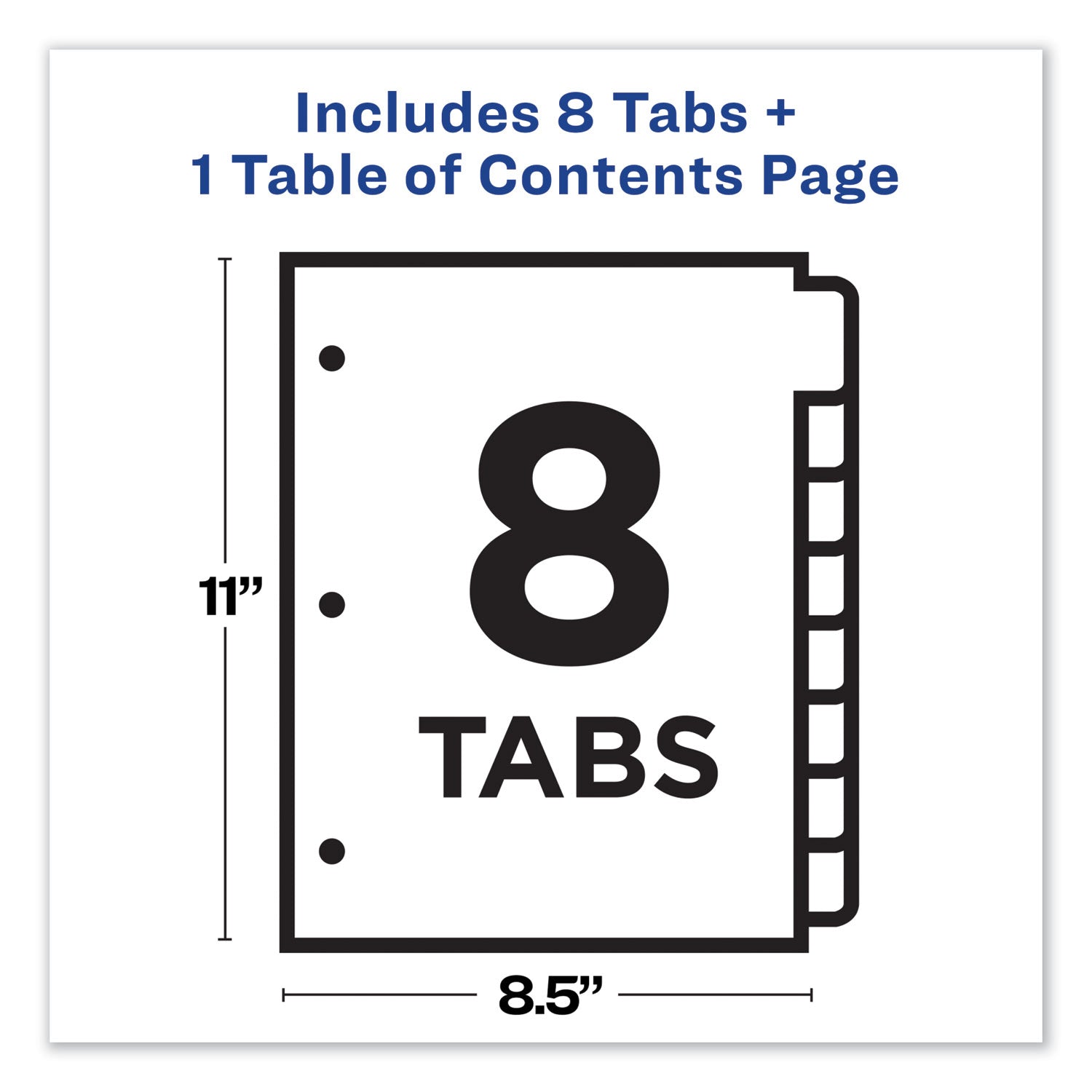Avery Customizable TOC Ready Index Multicolor Tab Dividers - 8 Tabs (1-8), 11