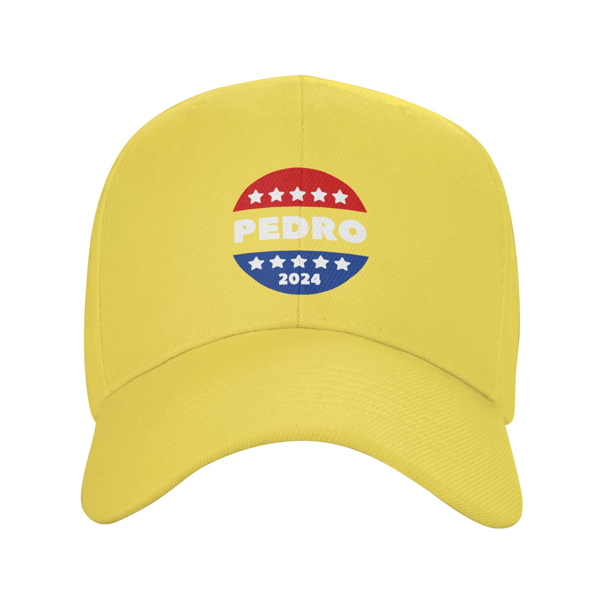 Vote Pedro 2024 Unisex Baseball Trucker Cap - Yellow Snapback Hat for Fishing, Outdoor & Political Campaigns