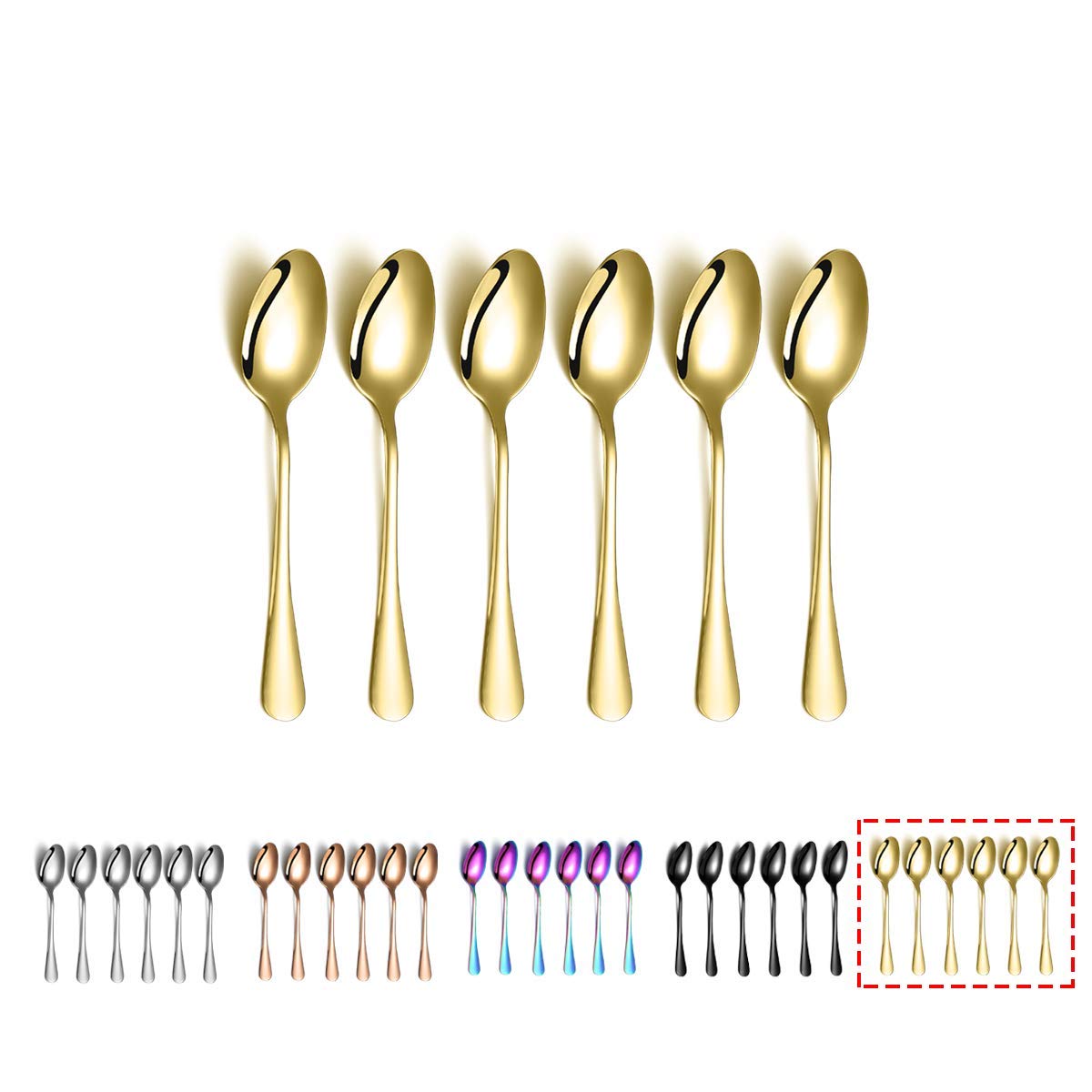 Premium Gold Coffee Spoons Set of 6 - 5.5