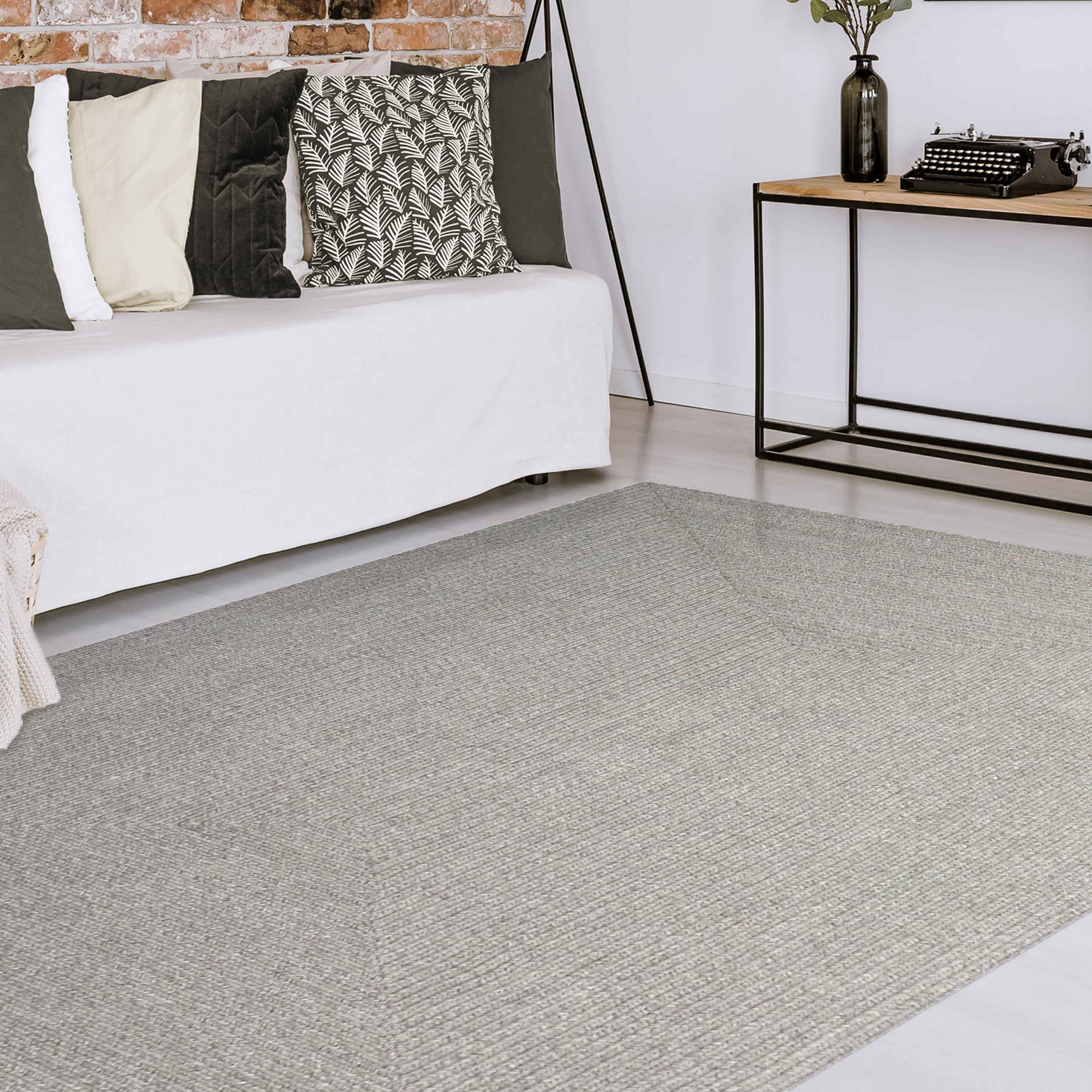 Bohemian Rectangle Indoor Outdoor Rugs - Solid Braided Jute Area Rug for Living Room, Bedroom, Patio & Deck - Non-Slip Eco-Friendly Home Decor