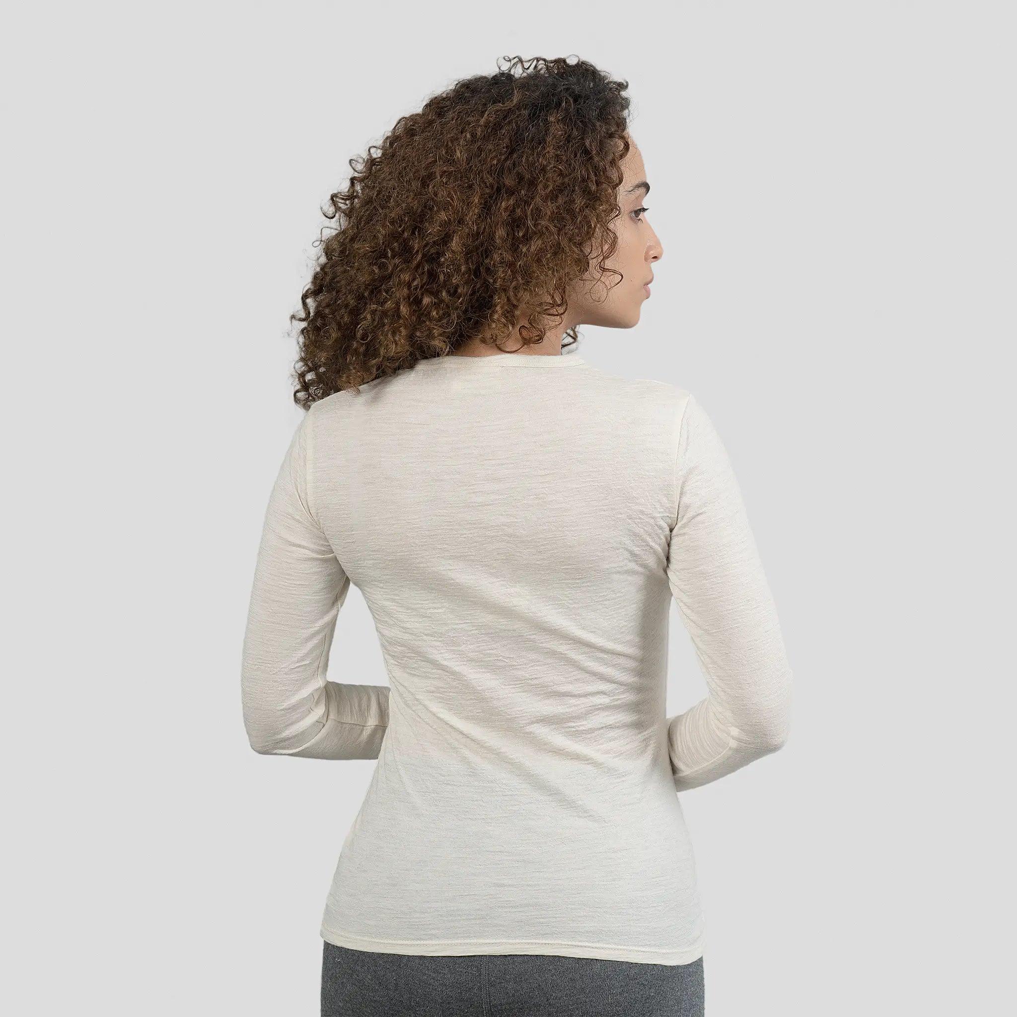 Ultralight Women's Alpaca Wool Long Sleeve T-Shirt - 160 GSM Soft & Warm Base Layer for Winter Hiking, Yoga & Casual Wear