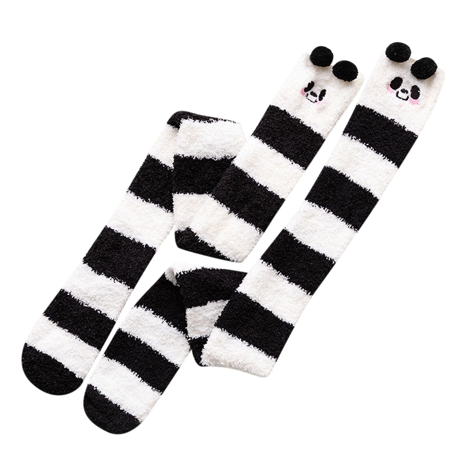 Misaky Women's Warm Plush Fleece Over The Knee Socks - Soft Thick Striped Winter Socks for Women - Perfect for Cold Weather, Lounging at Home, and Outdoor Activities