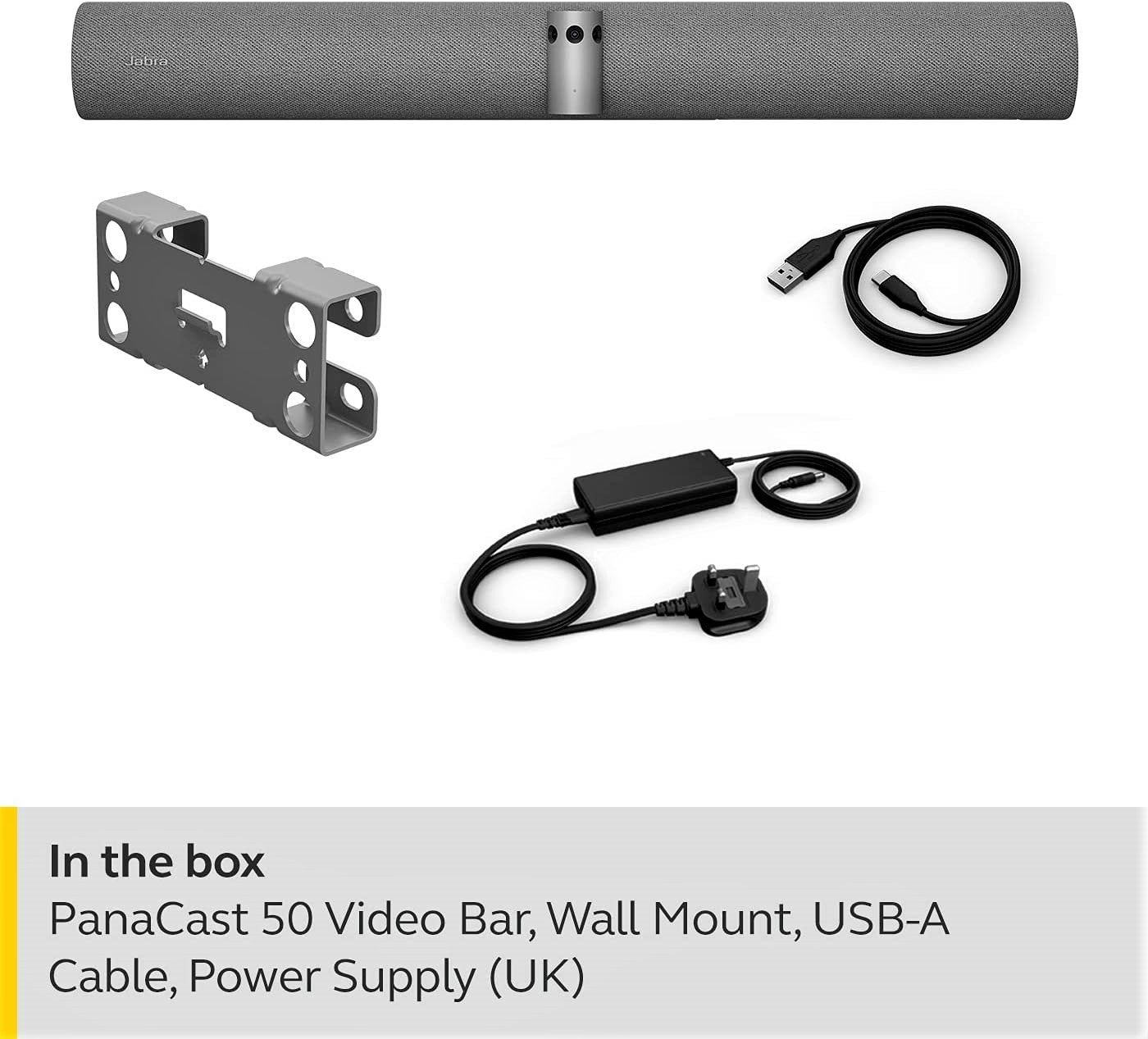 Jabra PanaCast 50 4K Panoramic Video Conference Bar - 180° Wide-Angle Webcam for Zoom, Teams & Webex Meetings - Perfect for Home Office & Conference Rooms