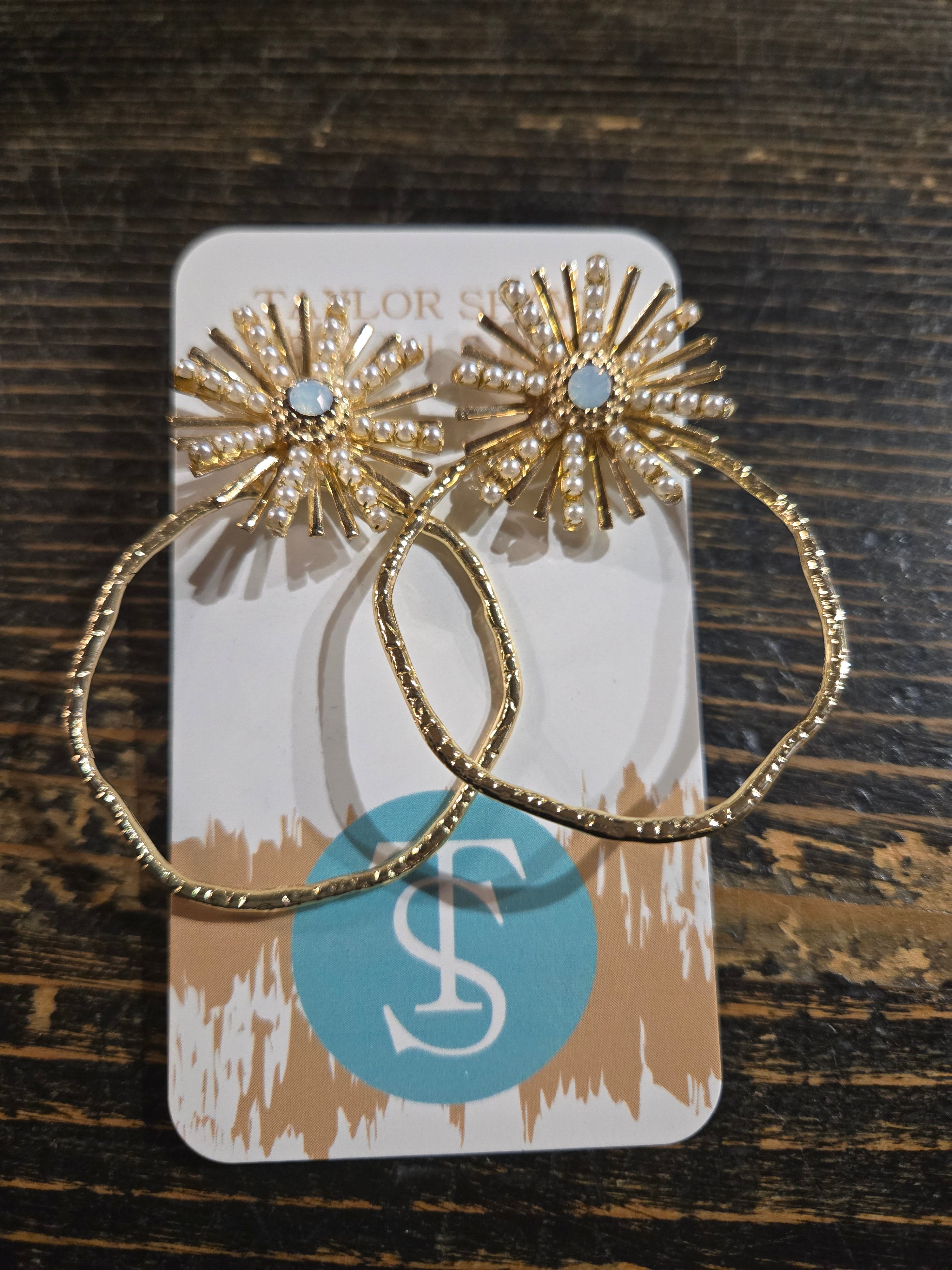 Opal Sunburst Hoop Earrings for Women - Dainty Gold Plated Statement Jewelry - Perfect for Weddings, Parties & Everyday Wear