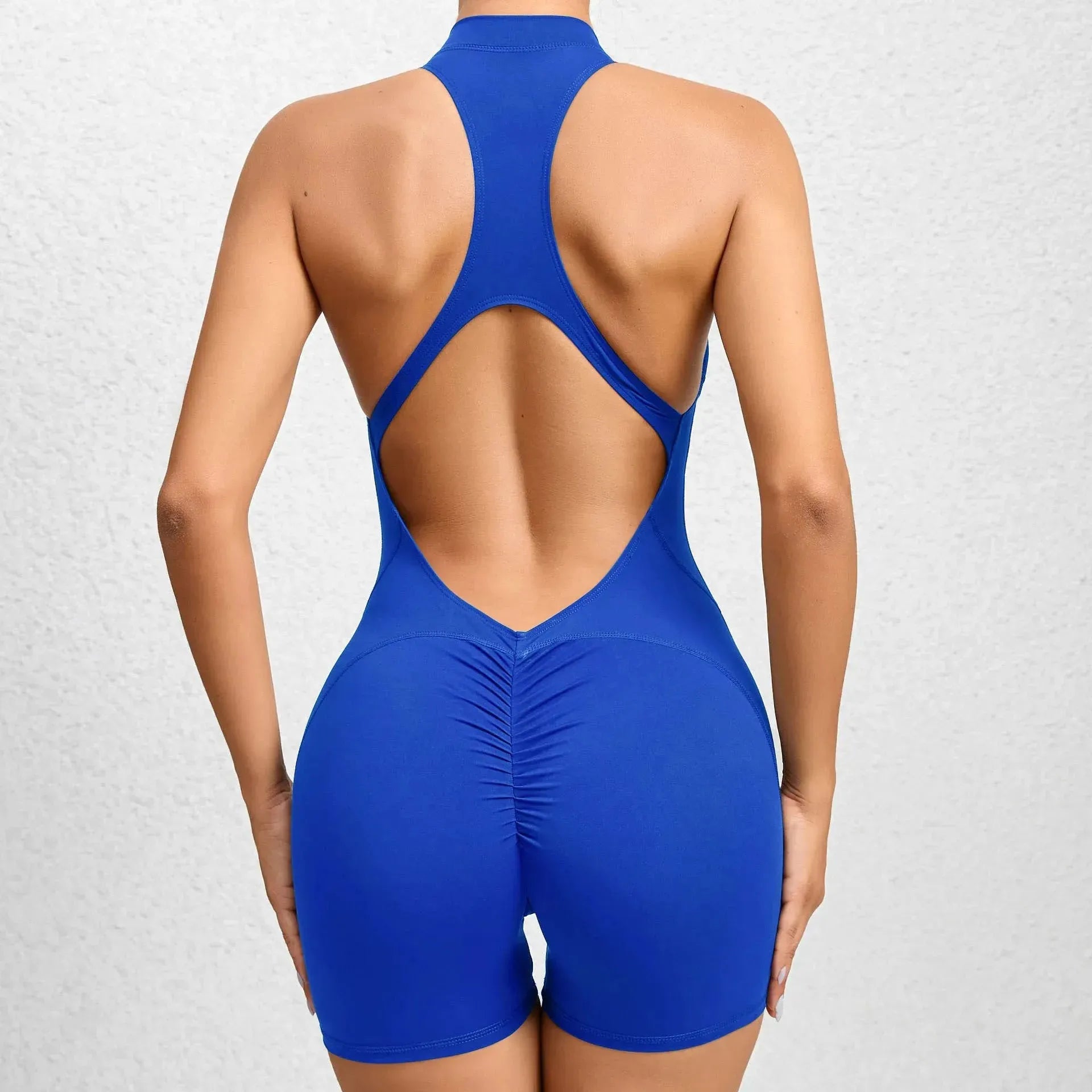 New V Back Scrunch Sports Jumpsuit for Women - Sleeveless Gym Romper with Zipper, Yoga Bodysuit & One Piece Workout Suit | Perfect for Yoga, Gym, Running & Fitness Training