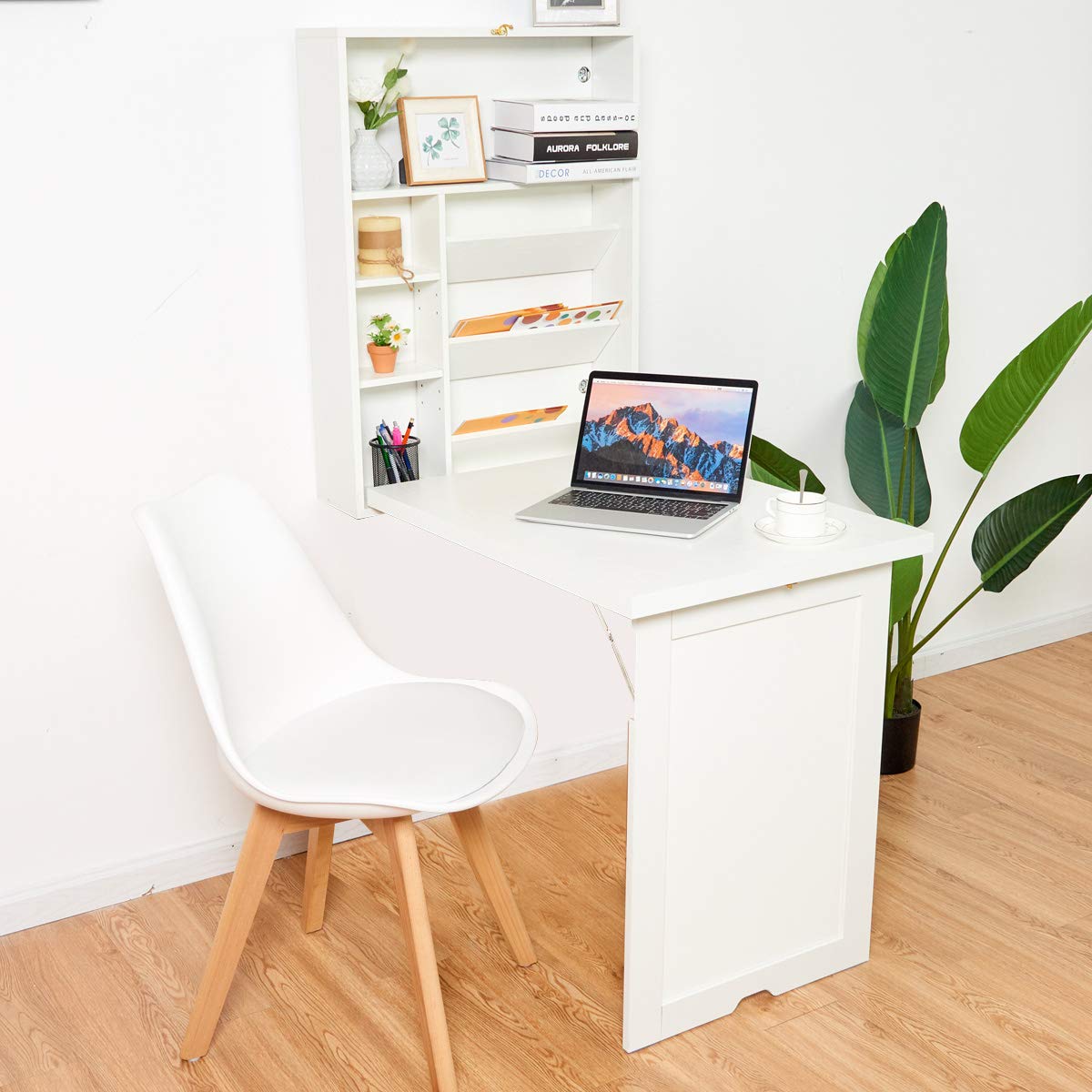 Casart Wall Mounted Foldable Computer Desk - Space Saving Multi-Function Workstation for Home Office, Study & Small Spaces | Writing Desk, Laptop Table & Convertible Work Surface