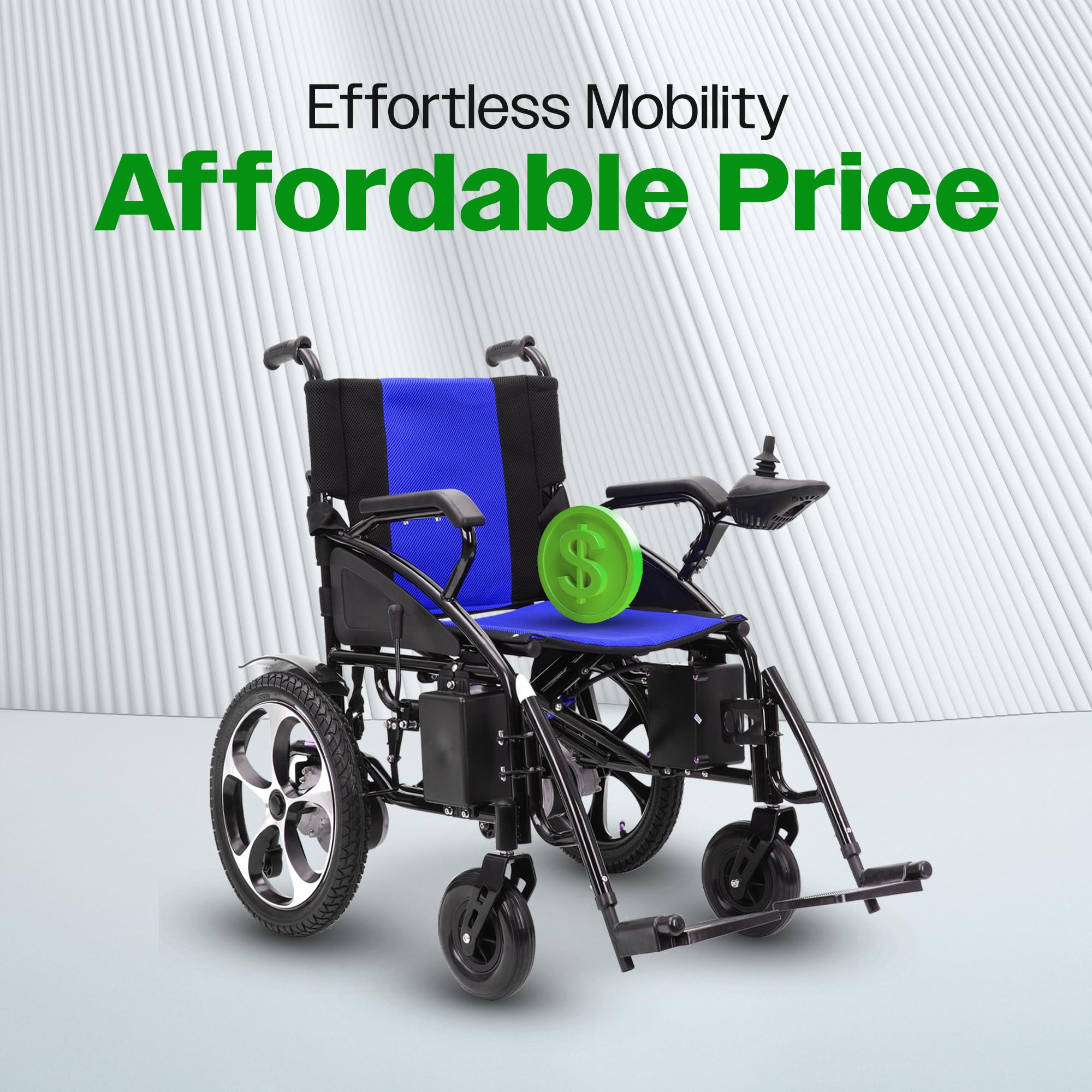**Artemis All-Terrain Heavy Duty Electric Wheelchair for Adults & Seniors - 2xMotor Foldable Power Wheelchair, Blue - Ideal for Outdoor, Travel & Daily Mobility**