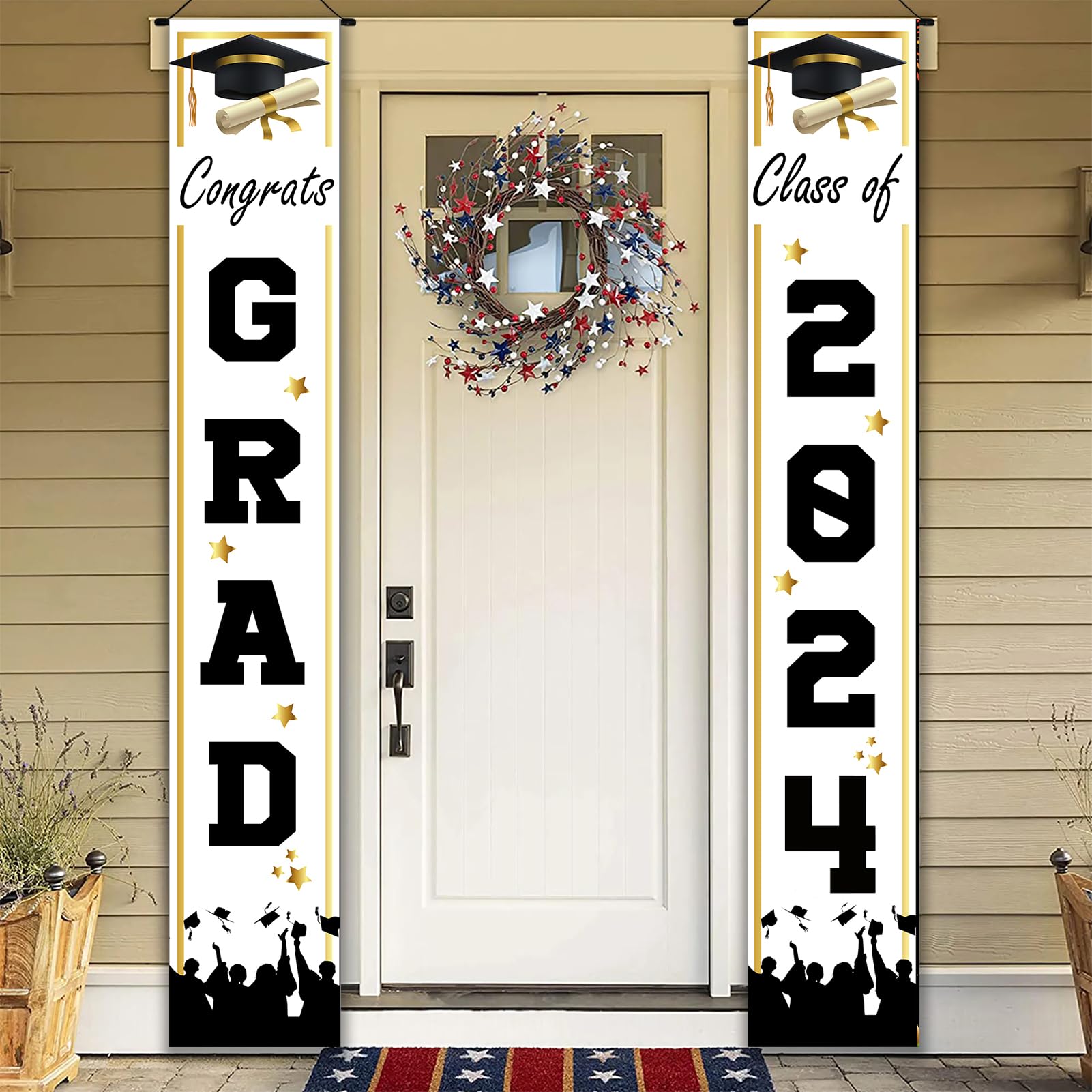 Class of 2024 Graduation Decorations - White Congratulations Banner & Party Supplies for High School, College Graduation Celebrations | Perfect for Graduation Parties, School Events & Home Decor