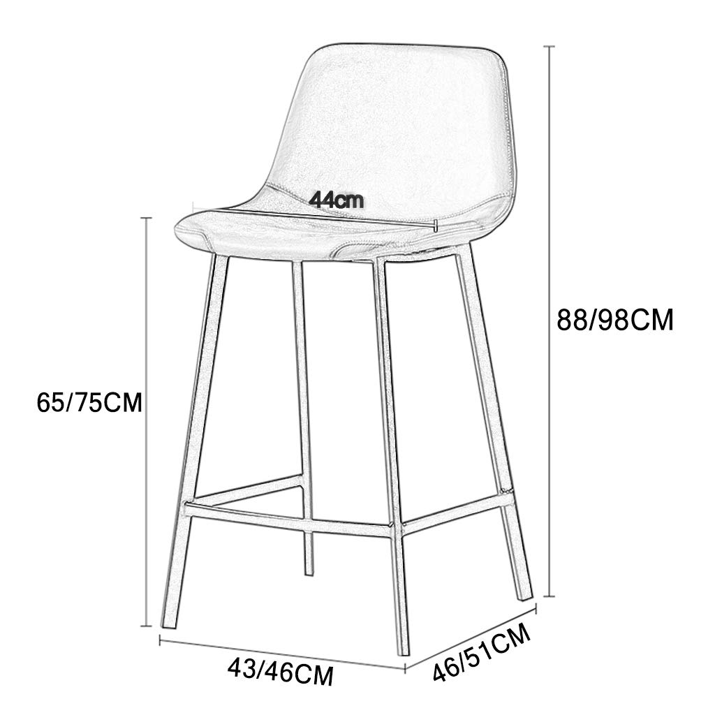 Wrought Iron Bar Stools with Back & Footrest - Leather Cushioned Pub Stools for Kitchen Counter, Coffee Shop & Cafe - Durable Dining Chairs for Home & Commercial Use