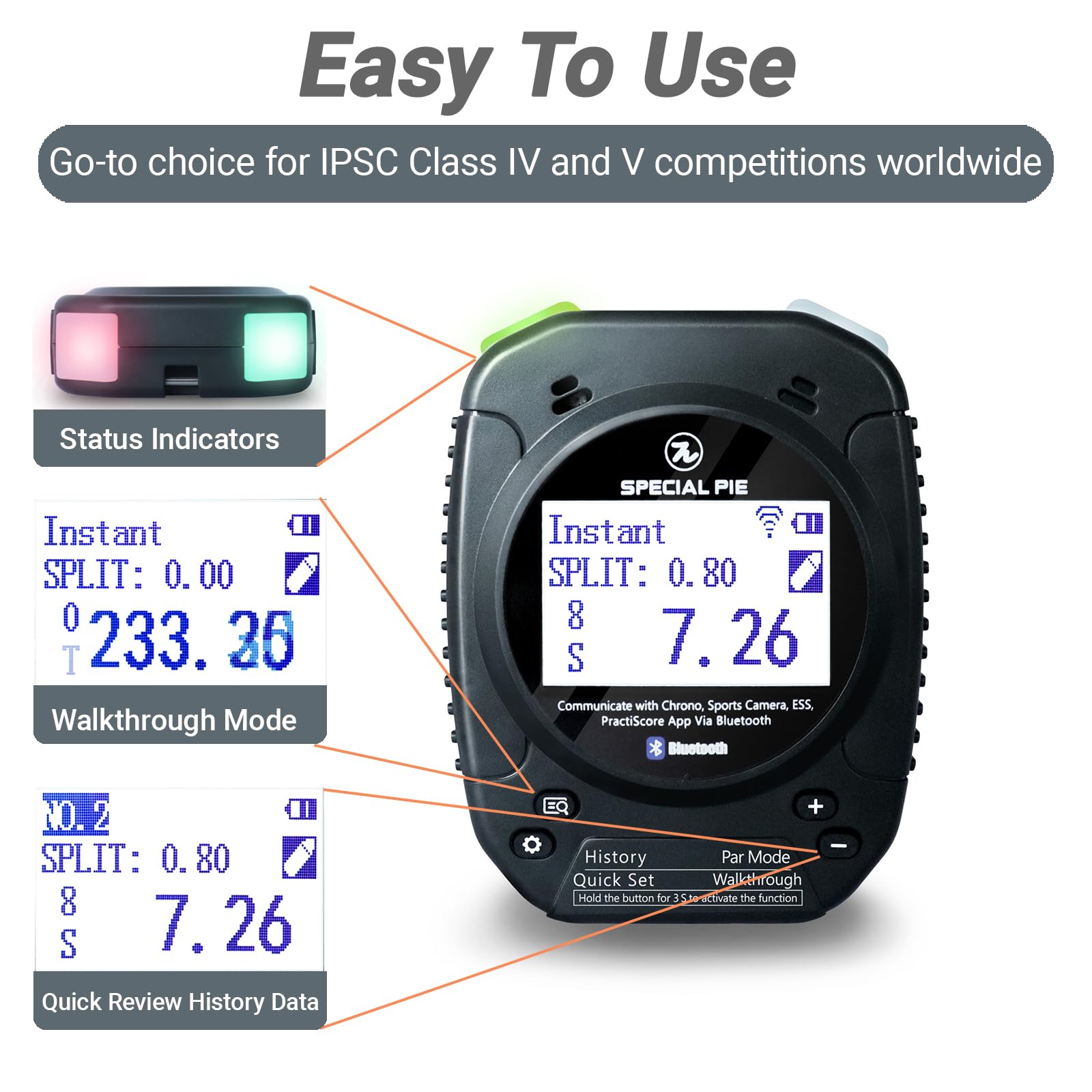 M1A2+W Professional Shot Timer for Shooting Competitions - Wireless Big LED Score Display Sync, IPSC & USPSA Training - Ideal for Shooting Ranges, Gun Clubs & Firearm Practice