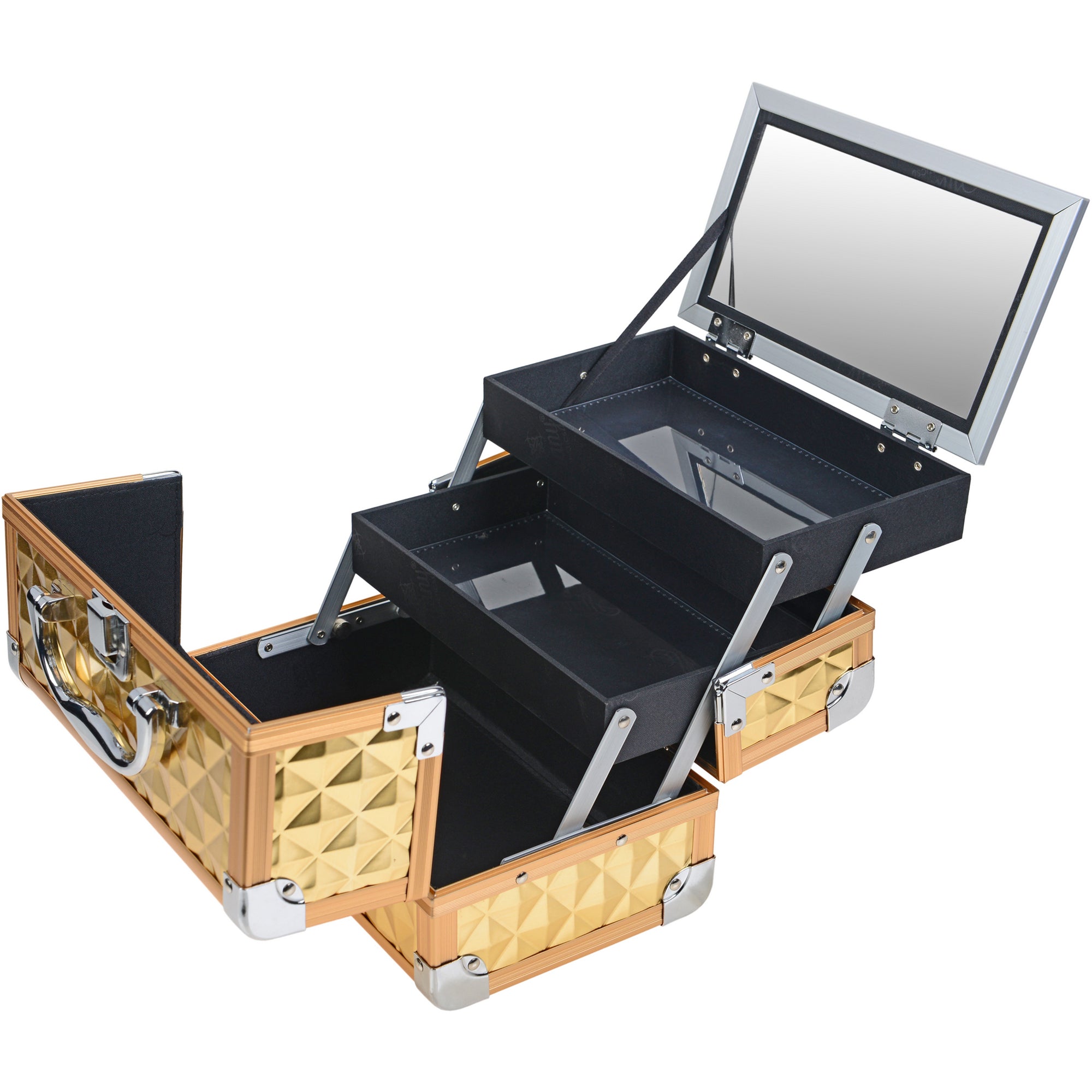 Professional Makeup Train Case with Mirror - Portable Cosmetic Organizer for Makeup Artists & Travel - Perfect for Salon, Home, and On-the-Go Beauty Needs