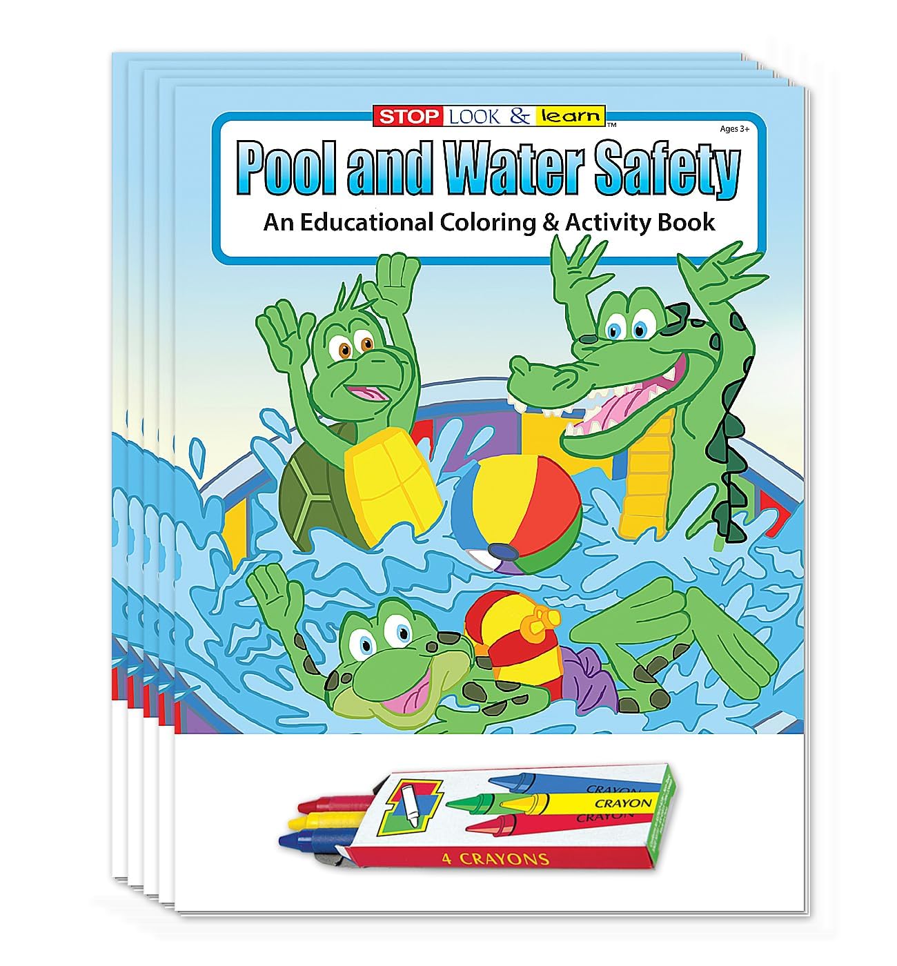 ZOCO 50-Pack Pool & Water Safety Coloring Books with Crayons - Drowning Prevention & Water Awareness Activities for Kids - Perfect for Summer Camps, Swimming Lessons & Family Pool Parties
