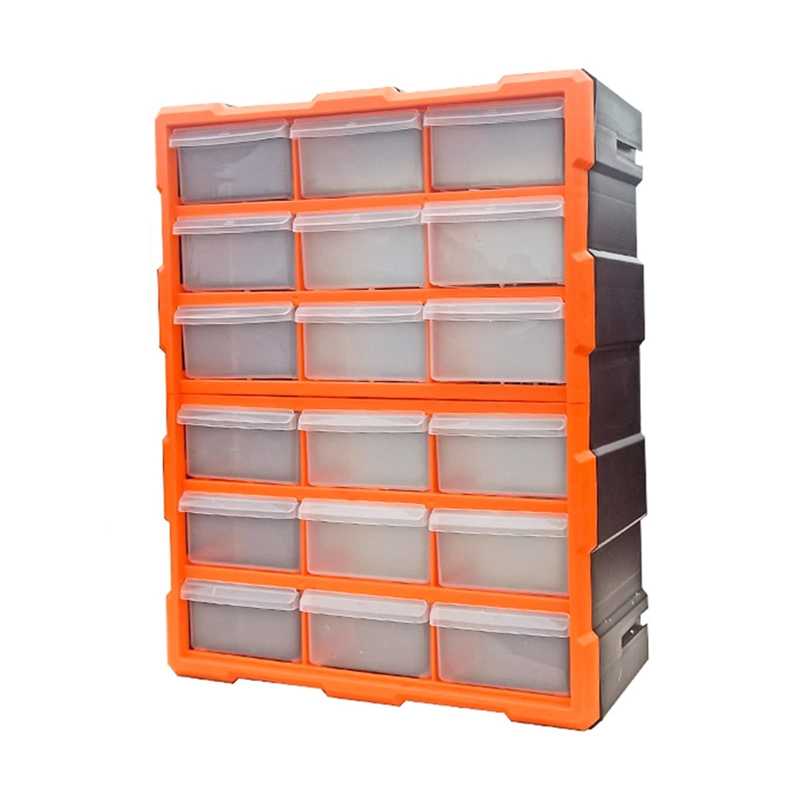 18-Drawer Plastic Storage Cabinet Tool Box - Screws, Nuts & Hardware Organizer for DIY, Crafts & Workshop - Wall Mount or Desktop Use (Orange, 38x18x48CM) - Perfect for Garage, Office & Home Organization
