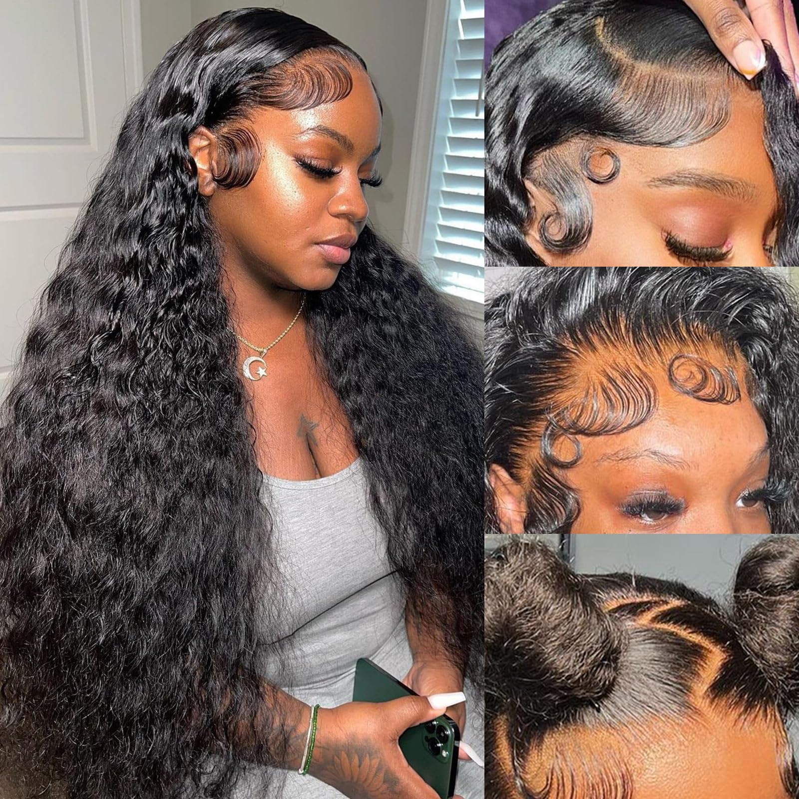 26 Inch Deep Wave Lace Front Wigs Human Hair - 13x4 HD Curly Lace Frontal Wig for Women | Pre Plucked, 180 Density, Glueless, Tangle Free | Perfect for Daily Wear, Parties, Cosplay & Special Occasions