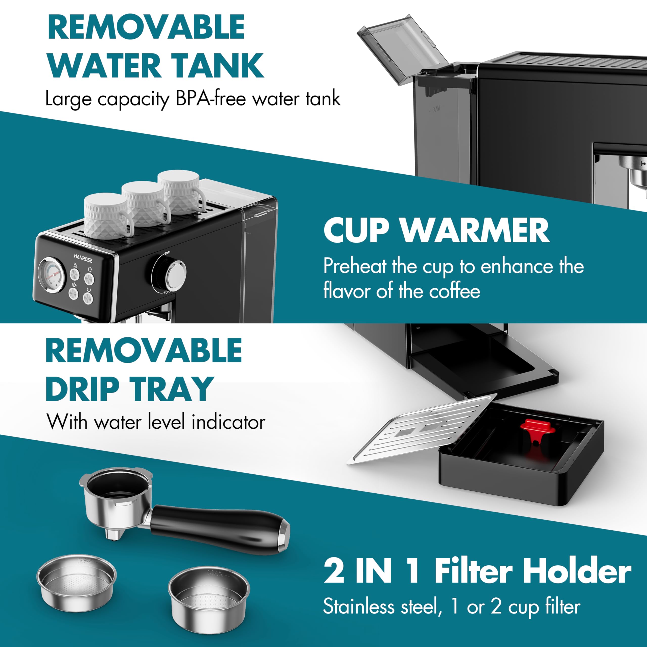 **15 Bar Compact Espresso Machine with Milk Frother - Stainless Steel Coffee Maker for Latte & Cappuccino - Perfect for Home Baristas & Coffee Lovers**    *(Use Cases: Ideal for home kitchens, small offices, or as a gift for coffee enthusiasts who enjoy café-quality espresso, lattes, and cappuccinos.)*