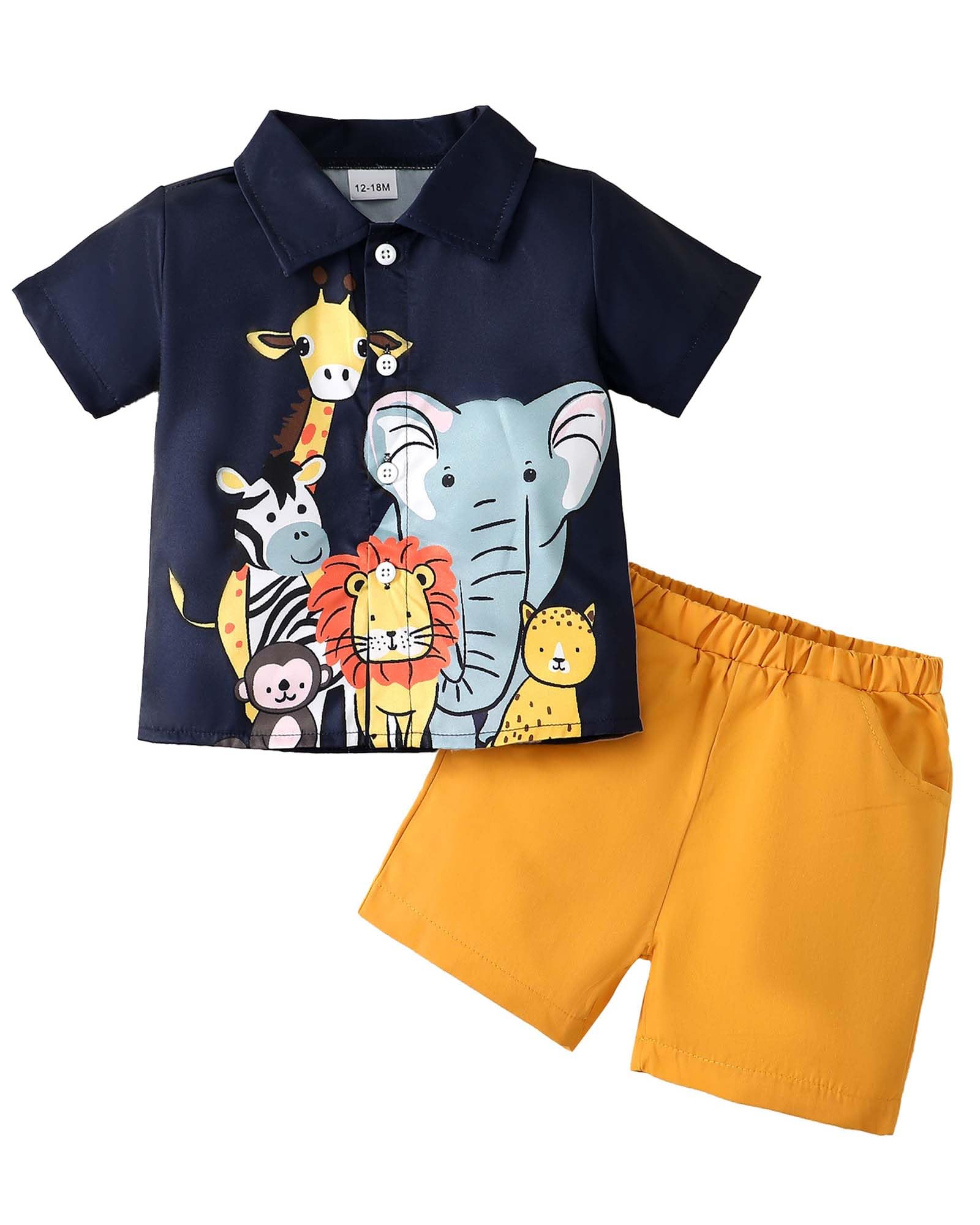 Toddler Boys Summer Outfit Set - Cotton Short Sleeve Shirt & Shorts for Baby Boys | Comfortable Playwear for Outdoor Activities & Beach Vacations