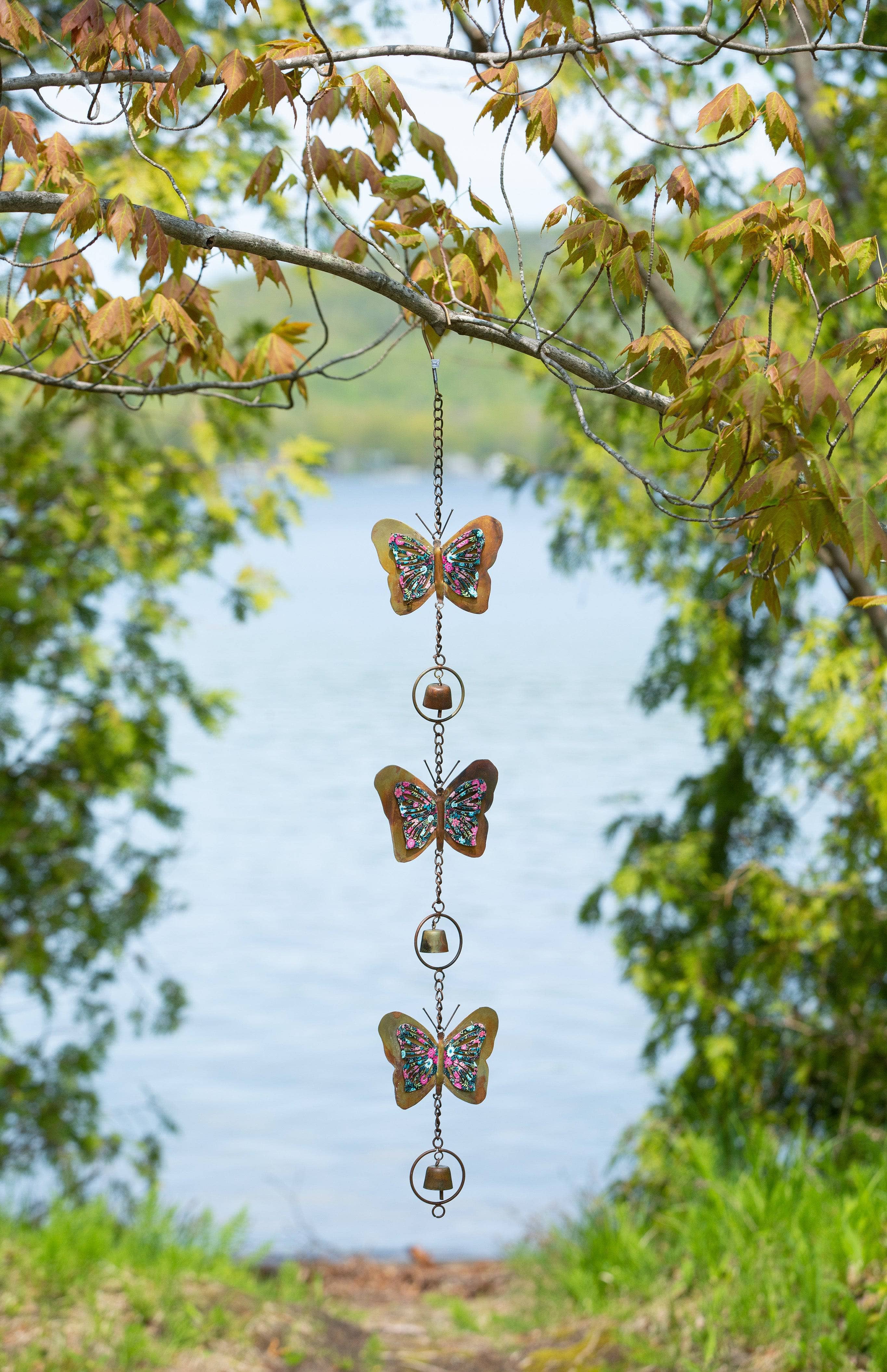 Triple Floral Butterfly Hanging Ornament - Elegant Home Decor for Bedroom, Nursery & Garden | Perfect for Wall Decor, Baby Shower & Wedding Decorations