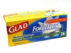 Glad Ceflex Medium Quick Tie Trash Bags - 26 Count (Pack of 24) | Strong & Leak-Proof | Perfect for Kitchen, Bathroom & Office Waste Disposal