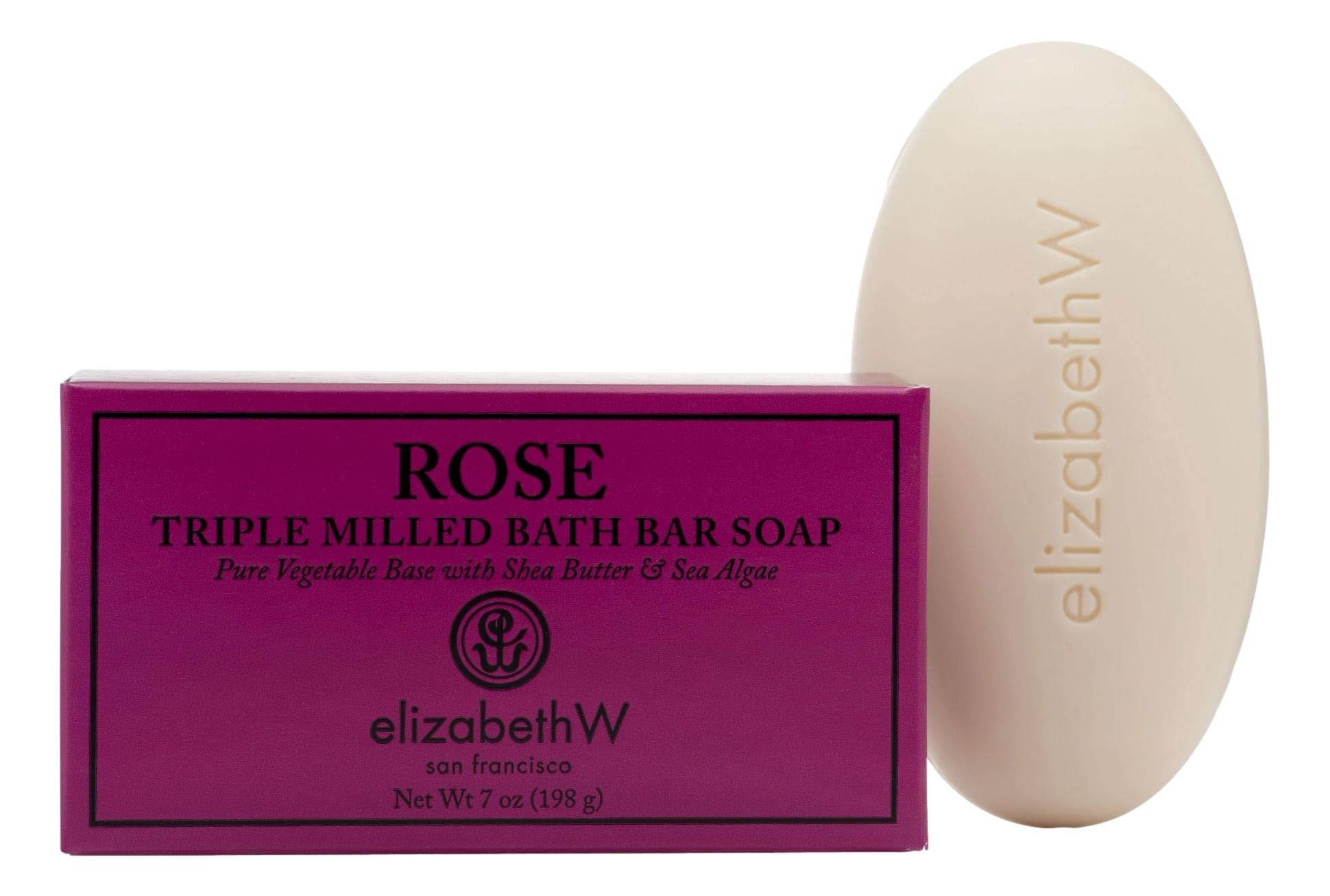 Elizabeth W Rose Triple Milled Bath Bar Soap - 7 oz Luxury Handmade Soap for Dry Skin | Perfect for Spa Day, Gift Sets & Self-Care Rituals