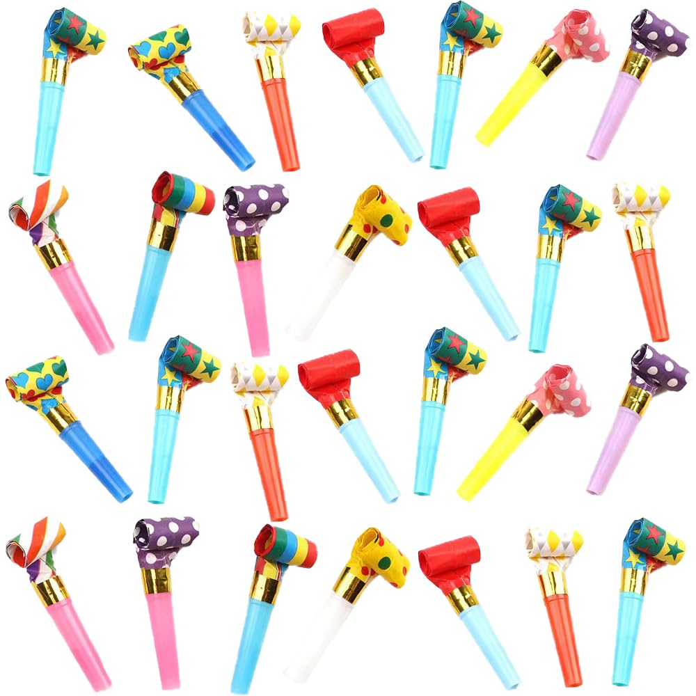 56-Piece Colorful Party Blowers & Noisemakers - Fun Birthday Blowouts, Squawkers & Whistles for New Year's Eve, Graduation & Celebration Party Favors