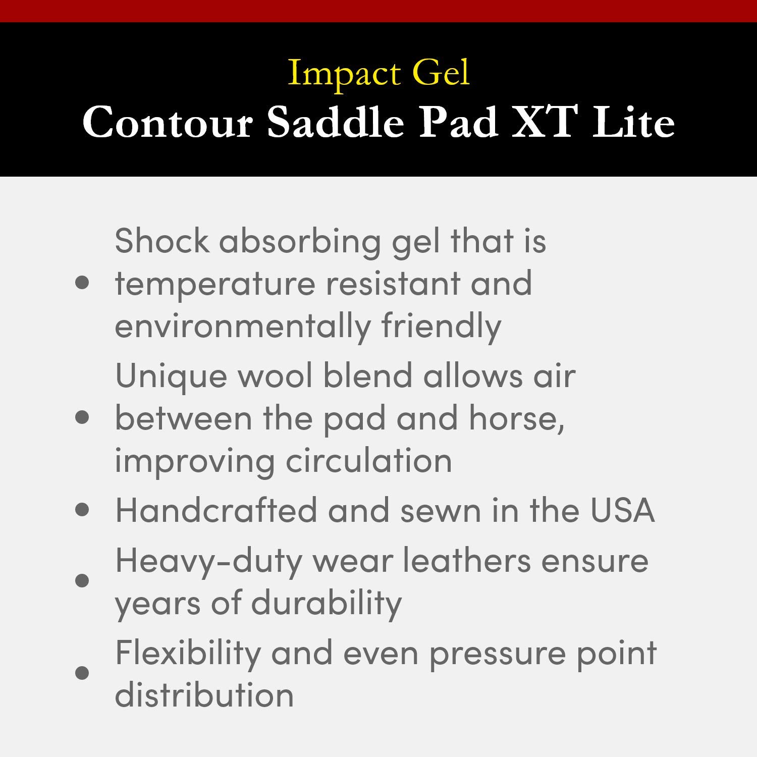 Impact Gel Contour Saddle Pad XT Lite Gel - Shock Absorbing Horse Riding Pad for Comfort & Performance - Perfect for Trail Riding, Dressage & Jumping