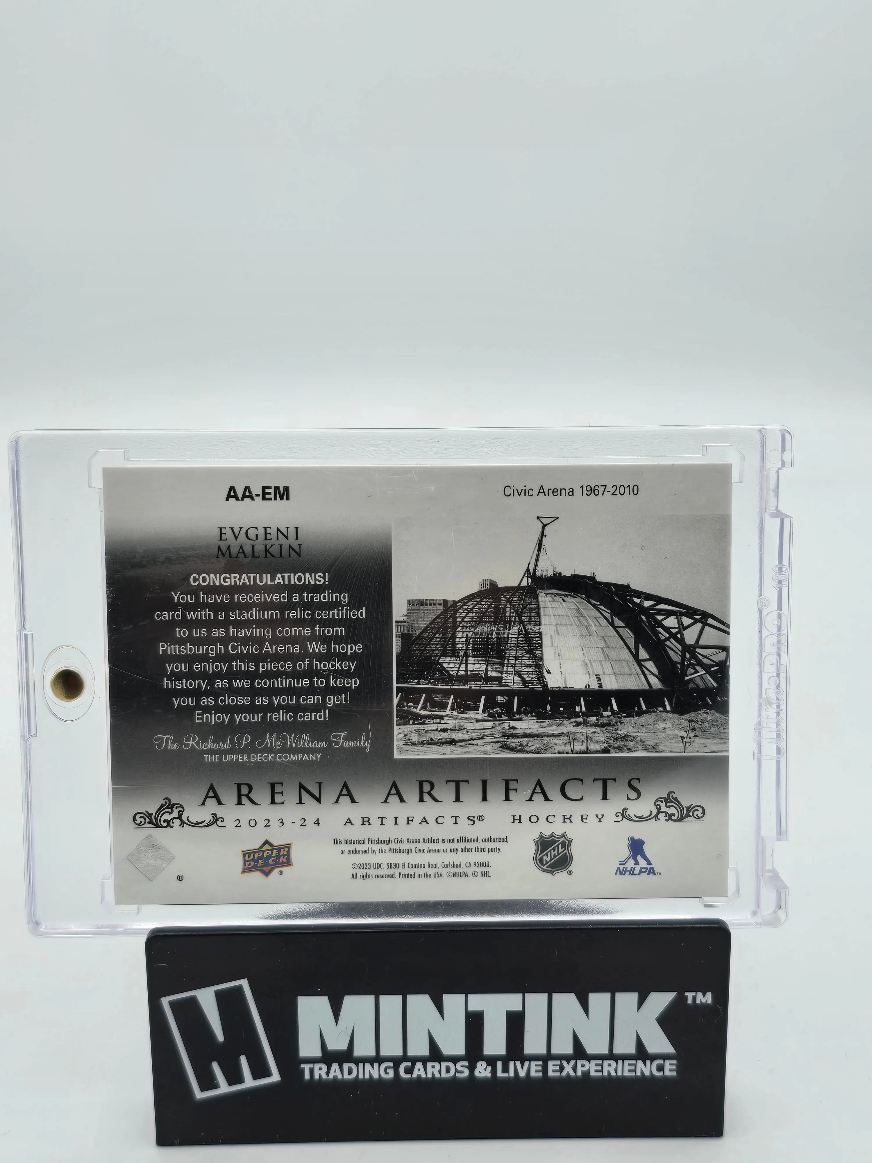 2023-24 Upper Deck Artifacts Evgeni Malkin Arena Artifacts Seat Relic Hockey Card #/67 - NHL Memorabilia for Collectors & Pittsburgh Penguins Fans - Perfect for Sports Card Displays & Investment Collections