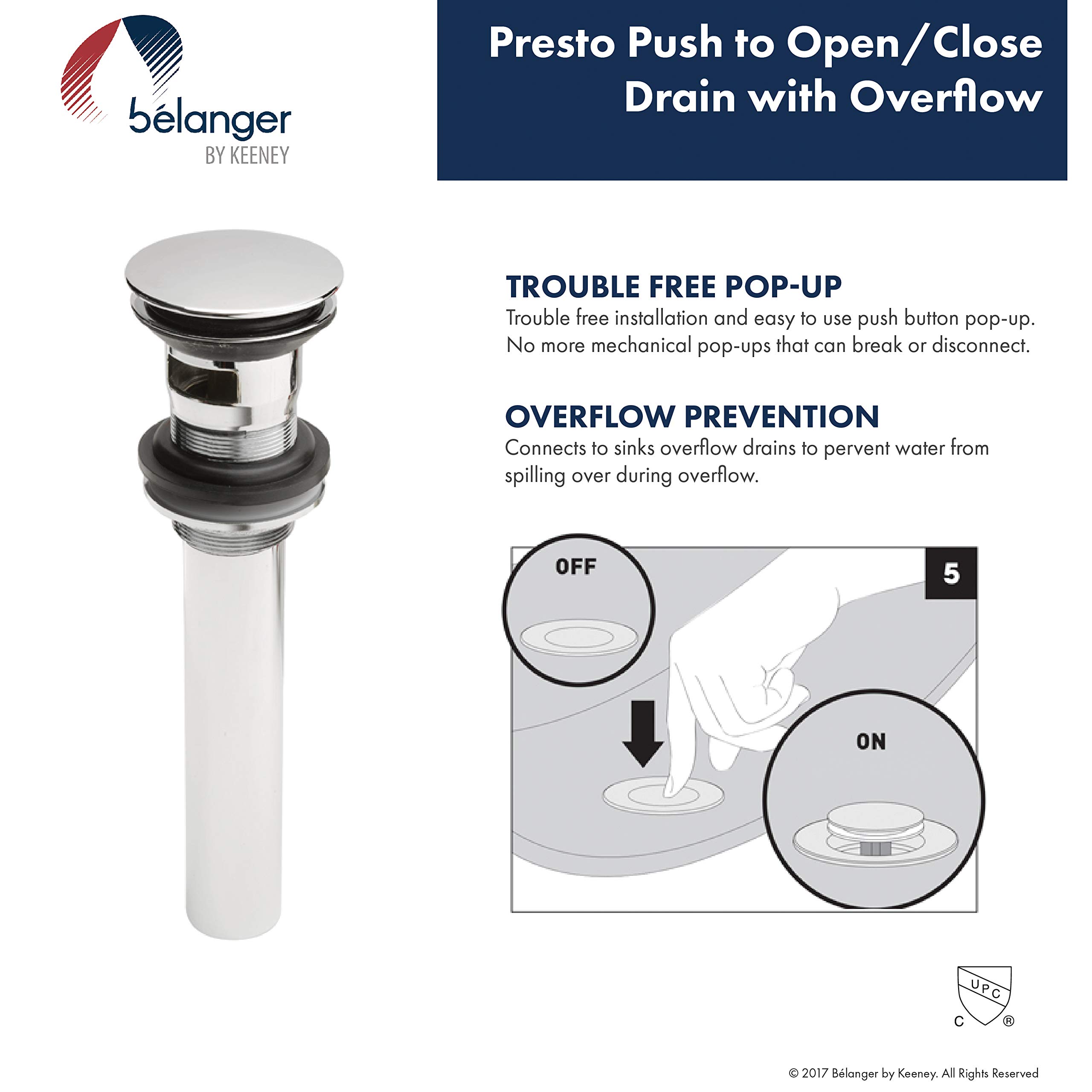 Keeney RUS74WCP Polished Chrome Bathroom Sink Faucet - Modern Water-Saving Design for Bathroom Vanity, Powder Room & Guest Bath Installation