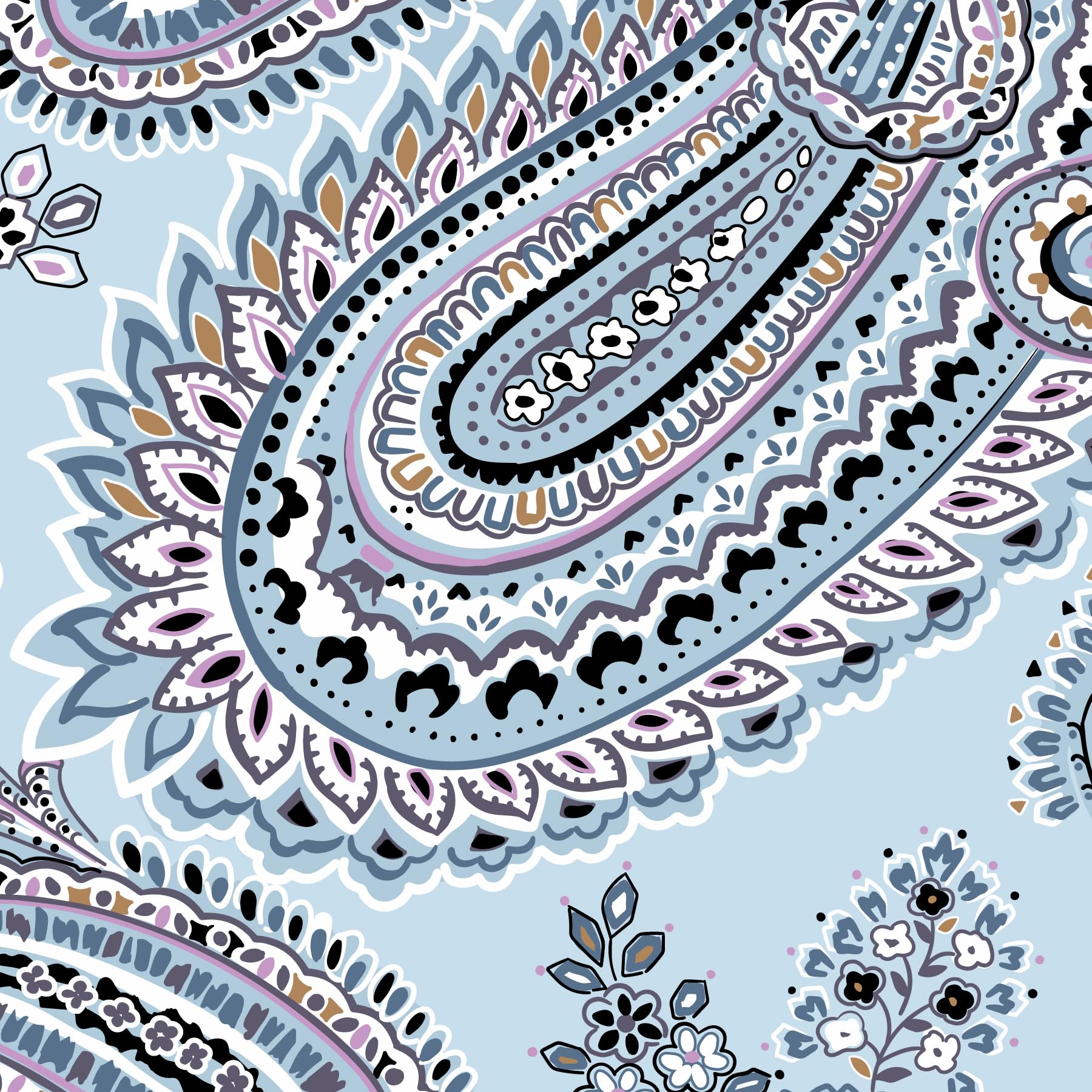 Vera Bradley Cotton Campus Backpack - Lightweight College Bookbag for Women, Soft Sky Paisley Print, Durable School Backpack for Students & Travel | Perfect for Campus, Work & Everyday Use