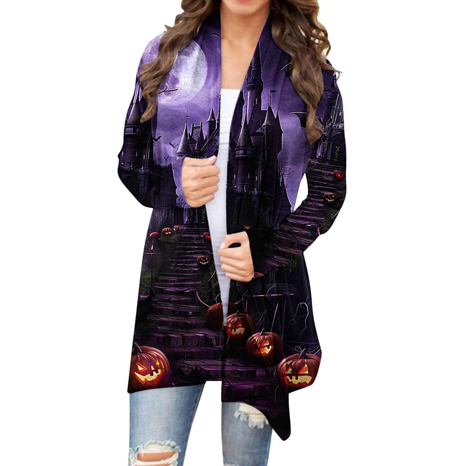 Vintage Halloween Cardigans for Women - Cozy Long Sleeve Knit Sweater Jacket | Fall Fashion, Casual Outfits & Dressy Occasions | Perfect for Pumpkin Patch Visits, Halloween Parties and Autumn Layering