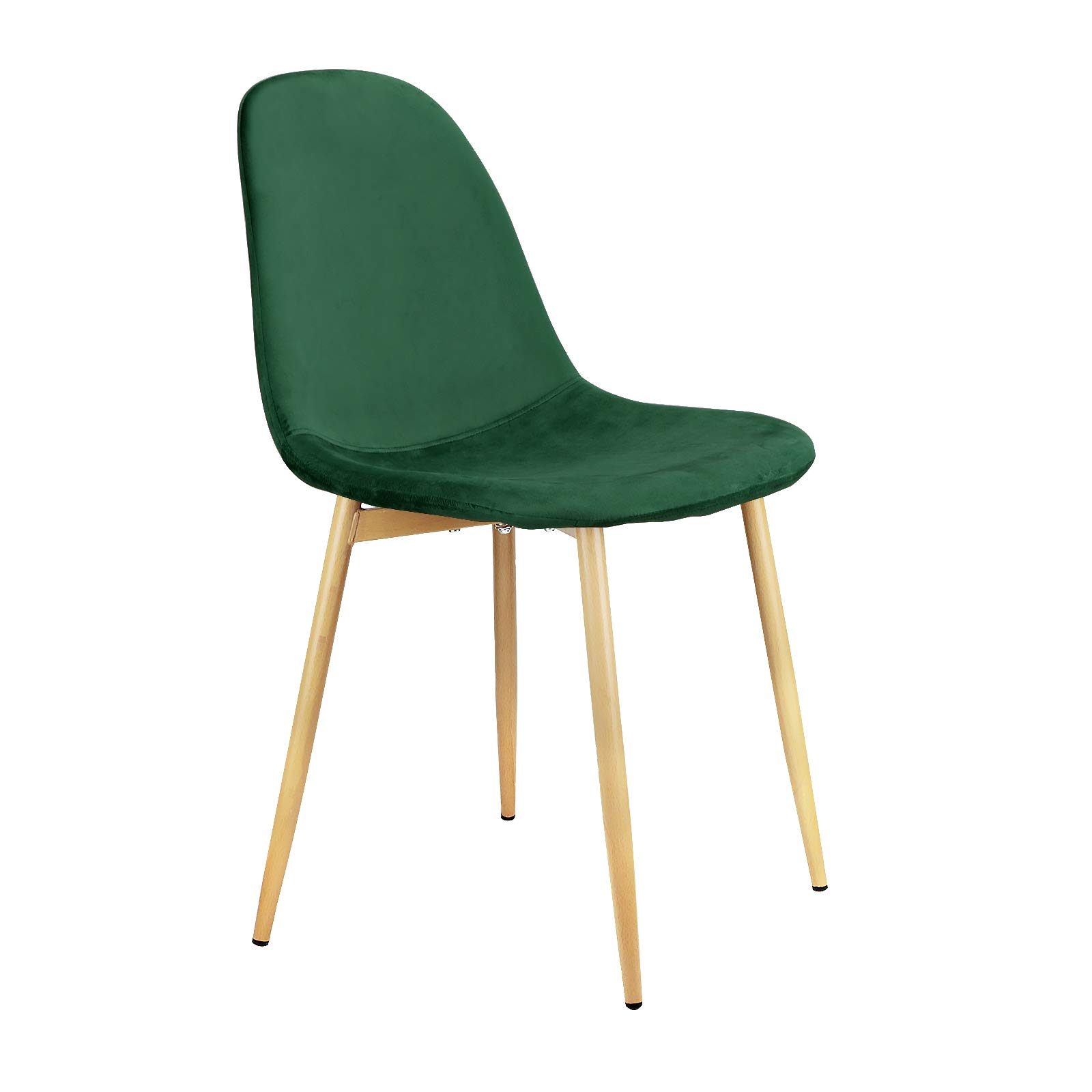 Set of 4 Mid Century Modern Velvet Upholstered Dining Chairs with Metal Legs - Dark Green Kitchen Side Chairs for Dining Room & Breakfast Nook