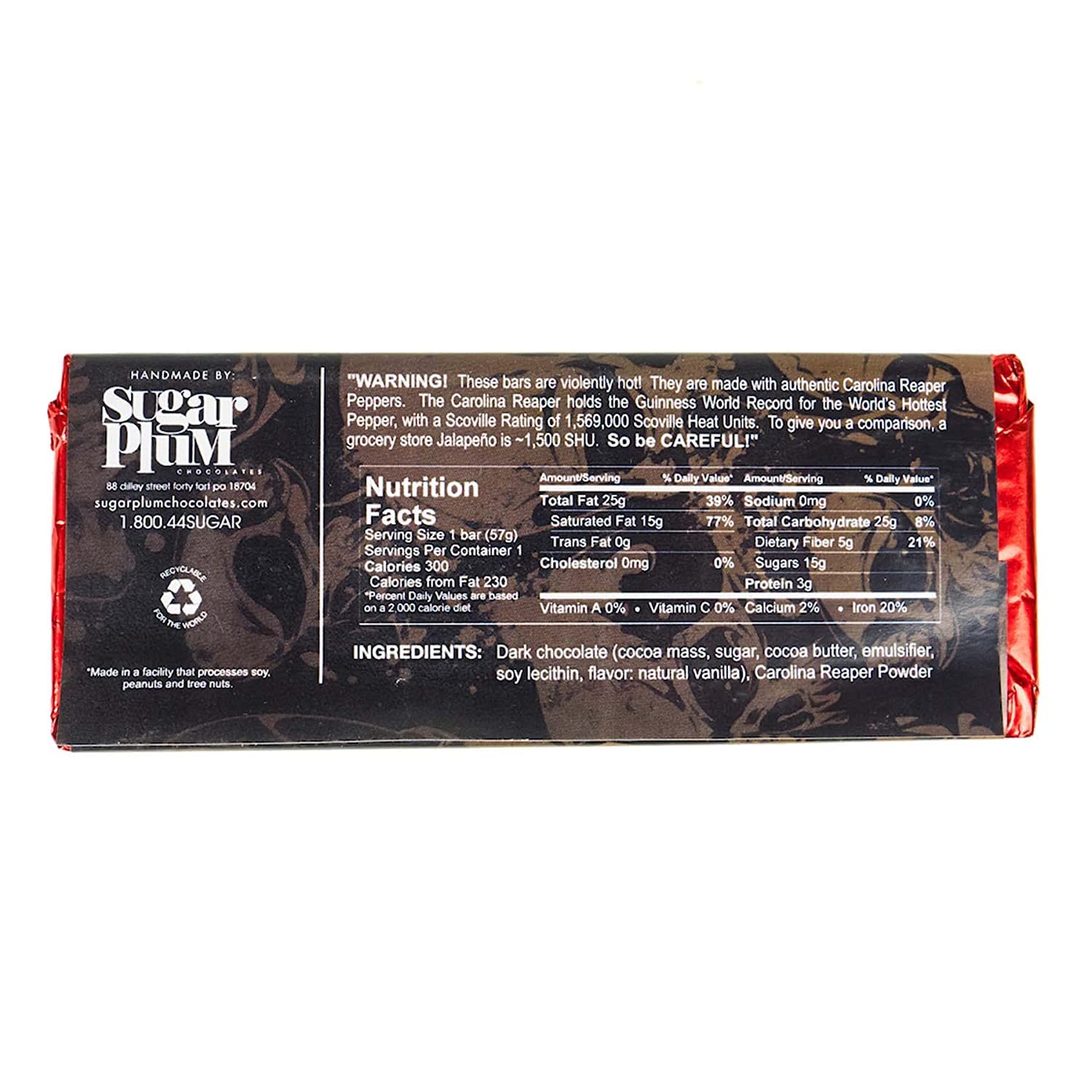 Pepper Joe’s Raging Reaper Chocolate Bar – World’s Hottest Spicy Chocolate with Carolina Reaper Pepper – Extreme Heat Candy – 2oz Dark Chocolate Bar (3 Pack) – Perfect for Hot Pepper Challenges, Gifts for Spicy Food Lovers & Daredevil Snacks