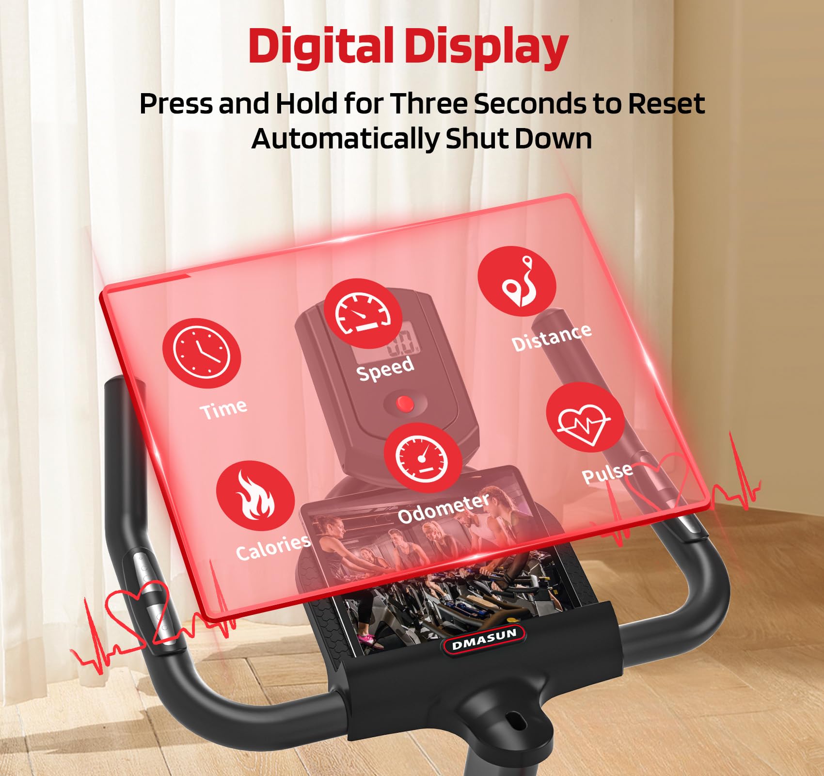 DMASUN Indoor Cycling Bike - Stationary Exercise Bike with Comfortable Seat Cushion & Digital Pulse Display - Perfect for Home Gym, Cardio Workout & Fitness Training