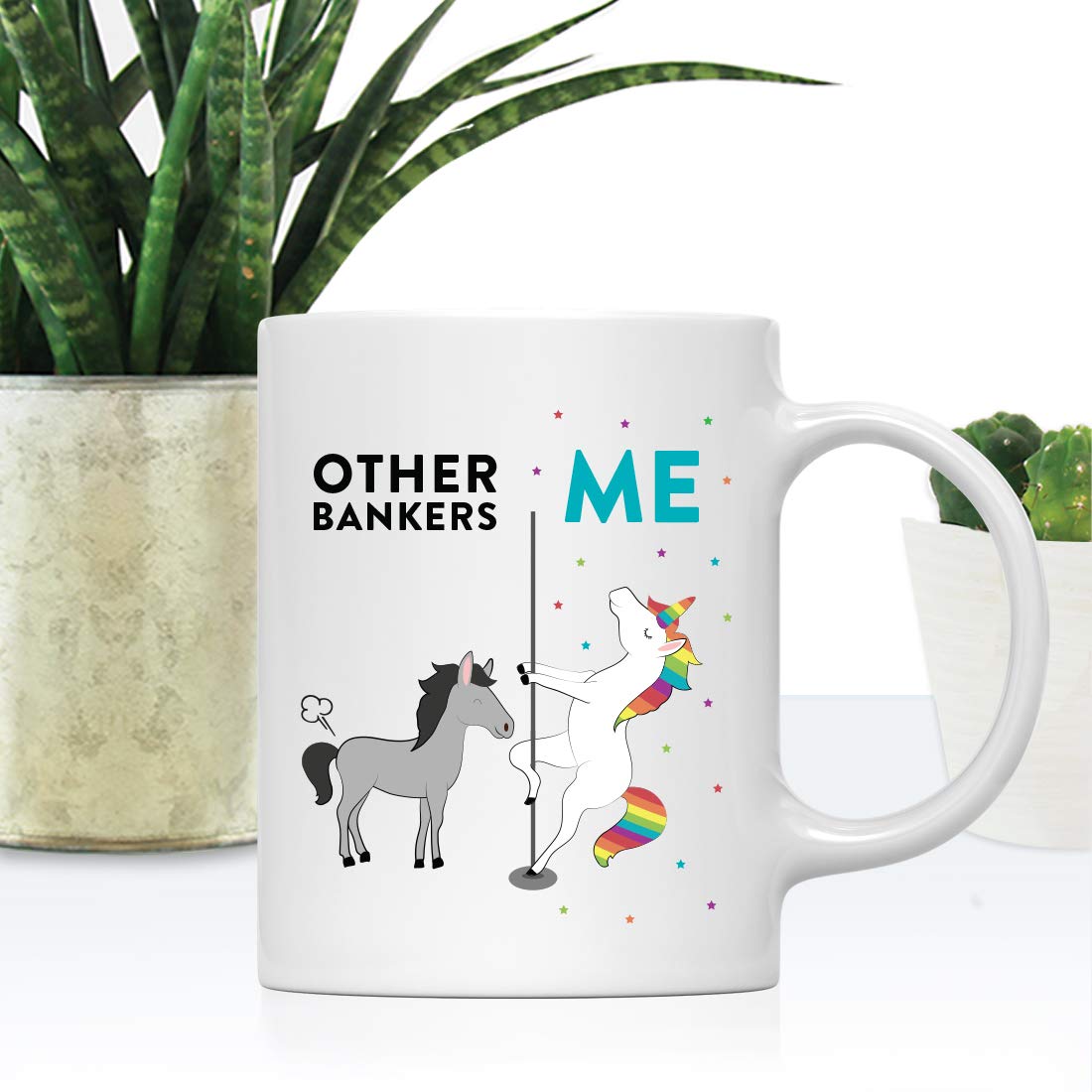 Funny 11oz Ceramic Coffee Mug - Quirky Banker Gift for Coworkers, Christmas, & Office Use | Andaz Press Unicorn Horse Design | Perfect for Tea, Hot Drinks & Gift Giving