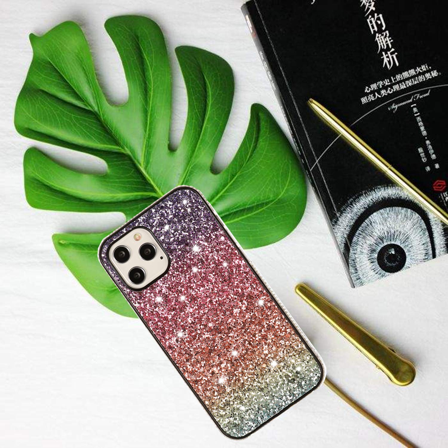 Solomo Glitter Luxury Sparkle Rainbow iPhone 12 Pro Max Case - Soft TPU Bumper with Bling Diamond Protection for iPhone 12 Pro Max 6.7