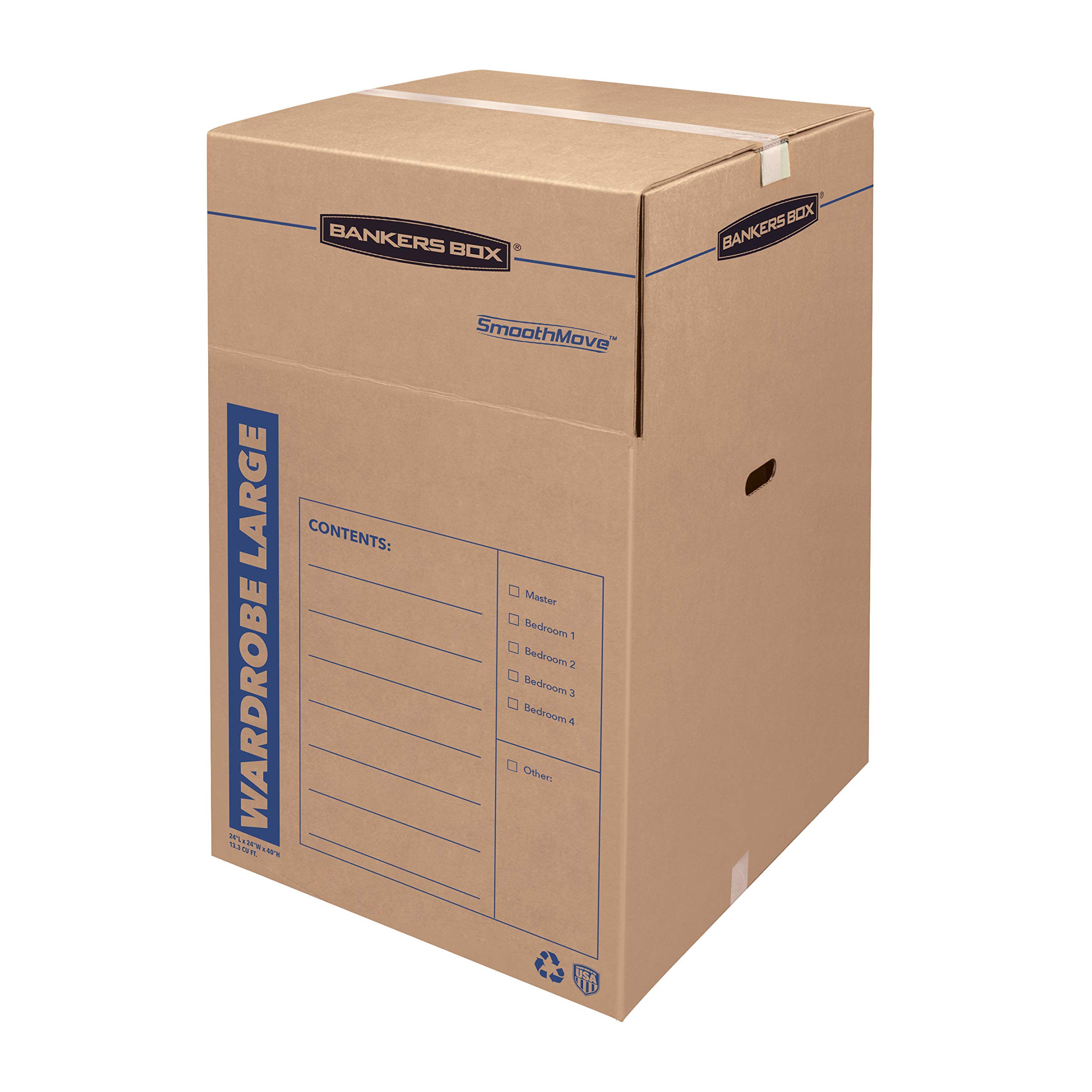 Bankers Box SmoothMove Classic Moving Boxes with Tape-Free Assembly & Easy Carry Handles - Large 21x17x17 Inches (10 Pack) & Tall Wardrobe Boxes 24x24x40 Inches (3 Pack) - Perfect for Home Moving, Office Relocation & Storage Organization