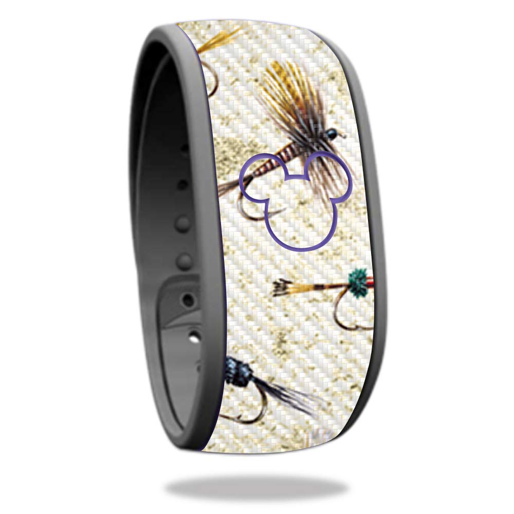 Premium Carbon Fiber Skin for Disney MagicBand - Fishing Flies Design | Protective & Durable Textured Cover | Easy to Apply & Remove | USA Made | Perfect for Theme Park Visits & Disney Fans