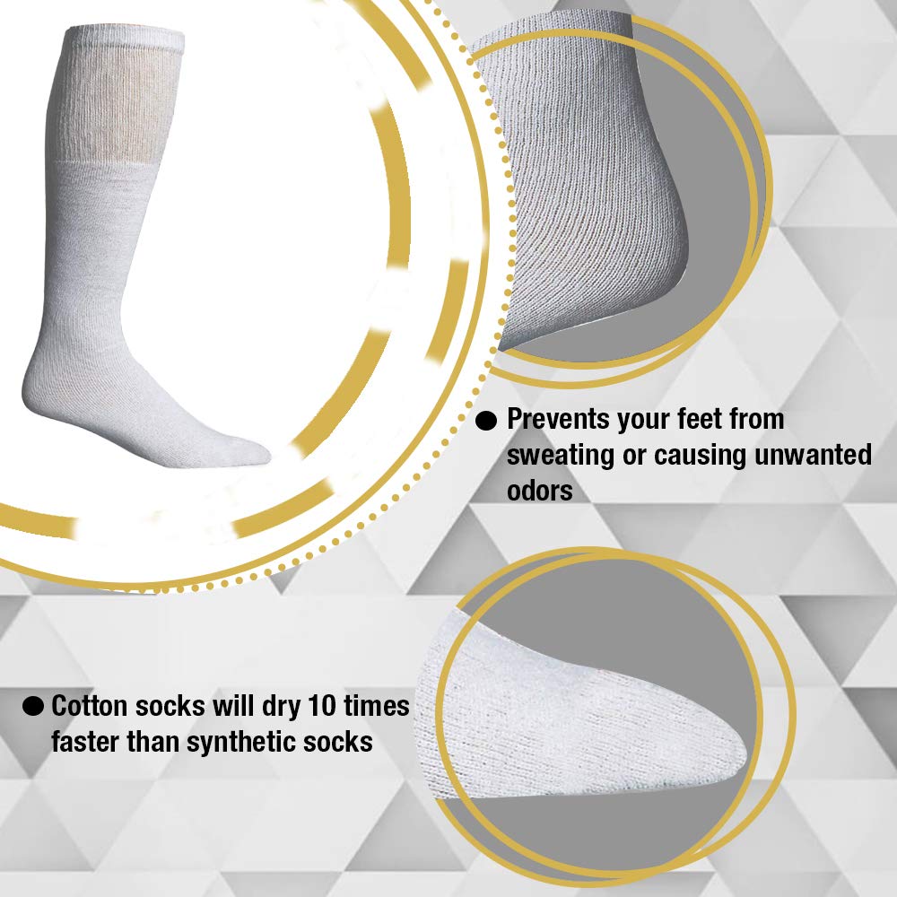 Yacht & Smith Big and Tall Men's Athletic Cotton Tube Socks - 12-Pack Bulk Wholesale Referee Socks for Sports, Work & Casual Wear - King Size Breathable Comfort Socks by SOCKS’NBULK