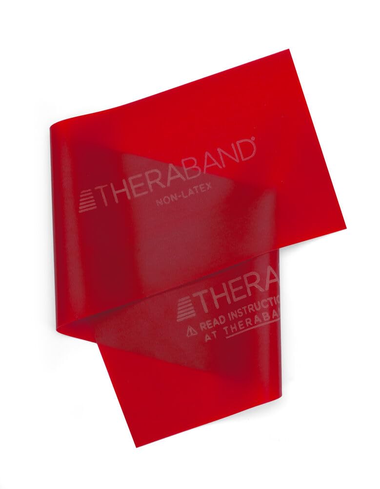 TheraBand Professional Resistance Band Roll - 25 Yards, Medium Red, Non-Latex Elastic Exercise Bands for Strength Training, Physical Therapy, Pilates & Rehabilitation | Upper & Lower Body Workouts | Convenient Dispenser Box (Level 3 Resistance) - Perfect for Home Gym, Physical Therapy Clinics & Fitness Studios